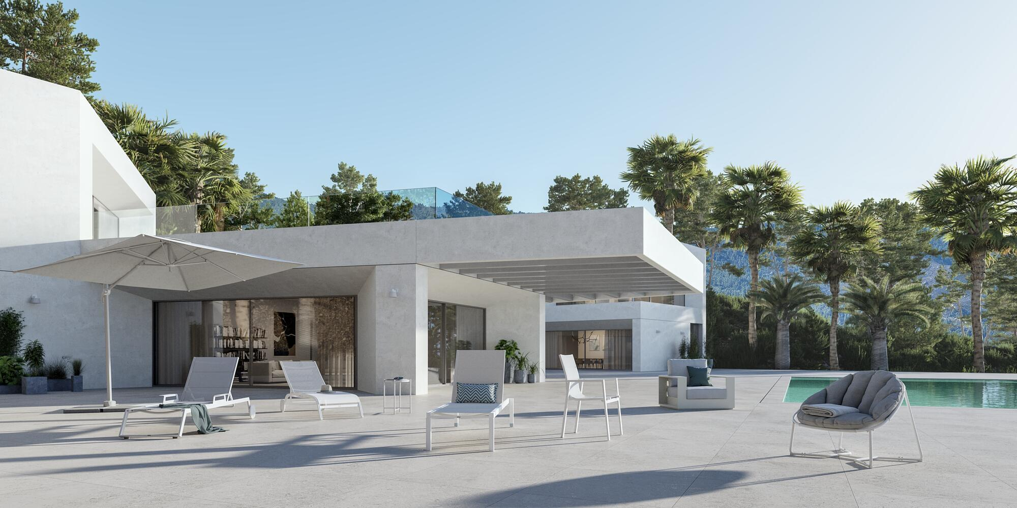 Mesa auxiliar Naterial Mobis efecto cemento blanco de ø 43 cm - 15