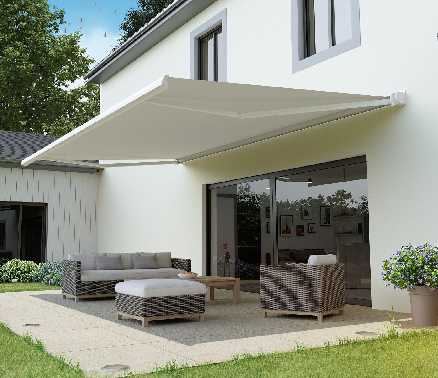 Store Banne Motoris 5 10 X 3 5 M Corse XL Blanc Toile Acrylique Latte store-banne-motoris-5-10-x-3-5-m-corse-xl-blanc-toile-acrylique-latte