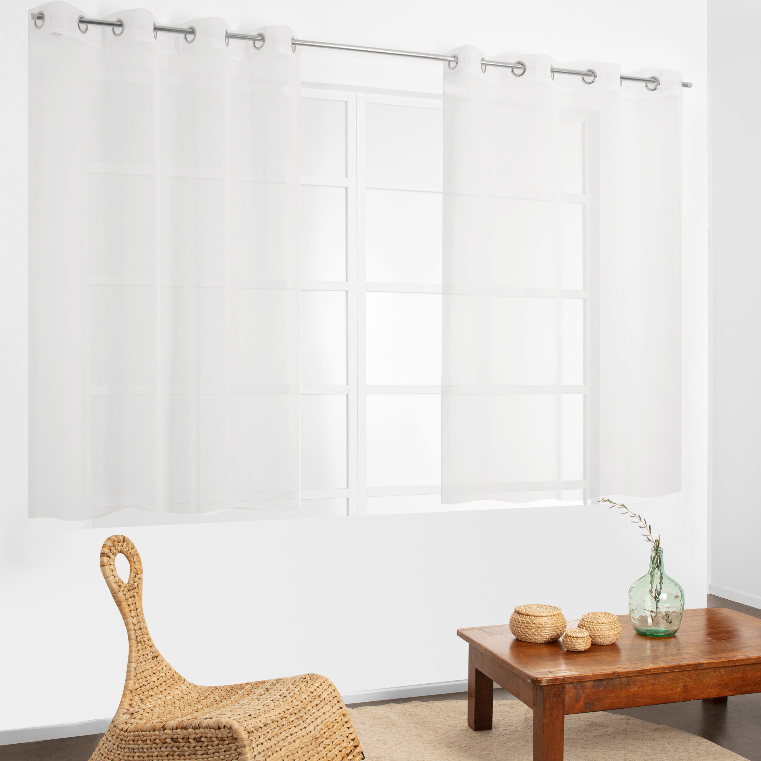 Voilage tamisant, Léo, blanc H.160 x l.140 cm - 4