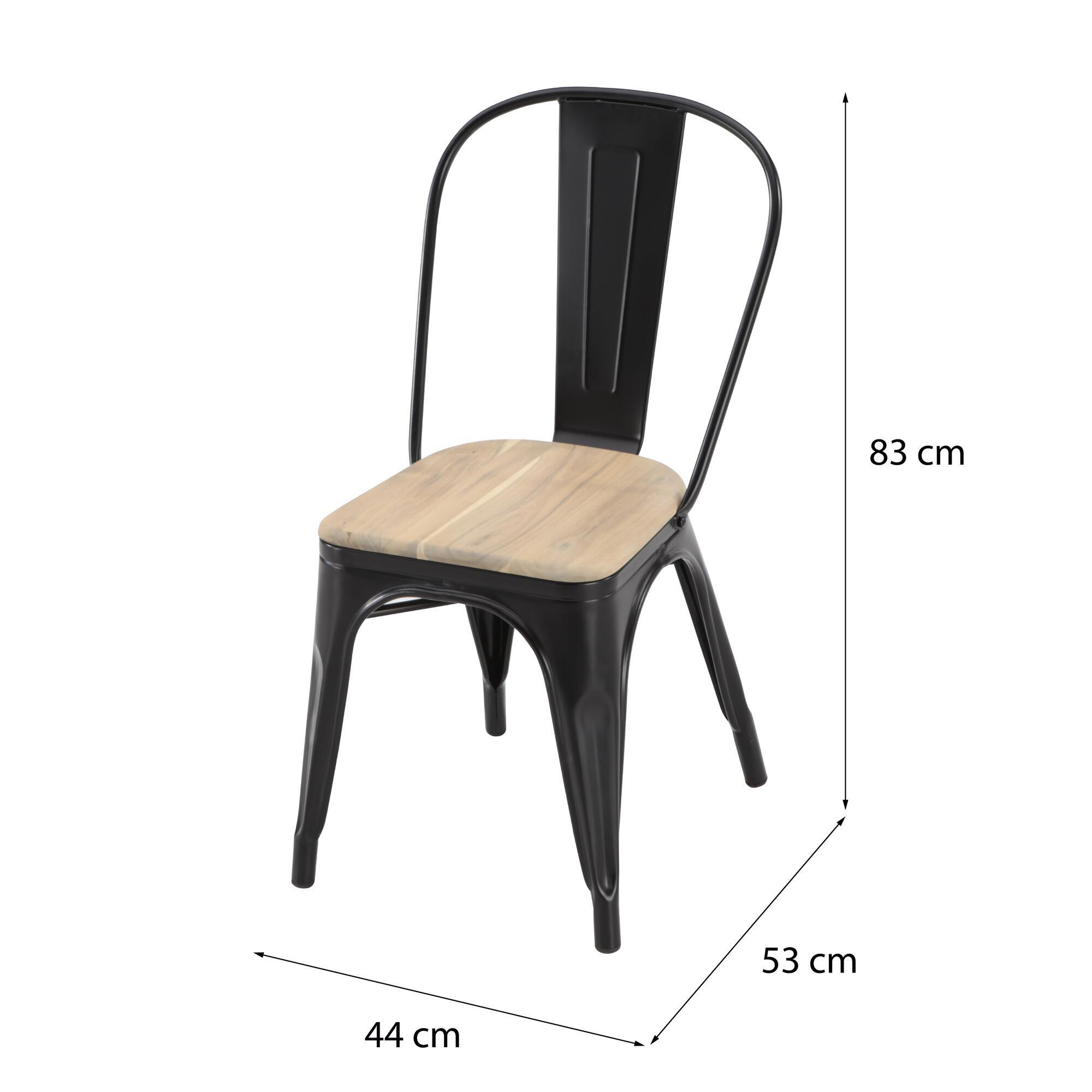 Sedia da giardino in acciaio nero Oxford, seduta in legno nero - 12