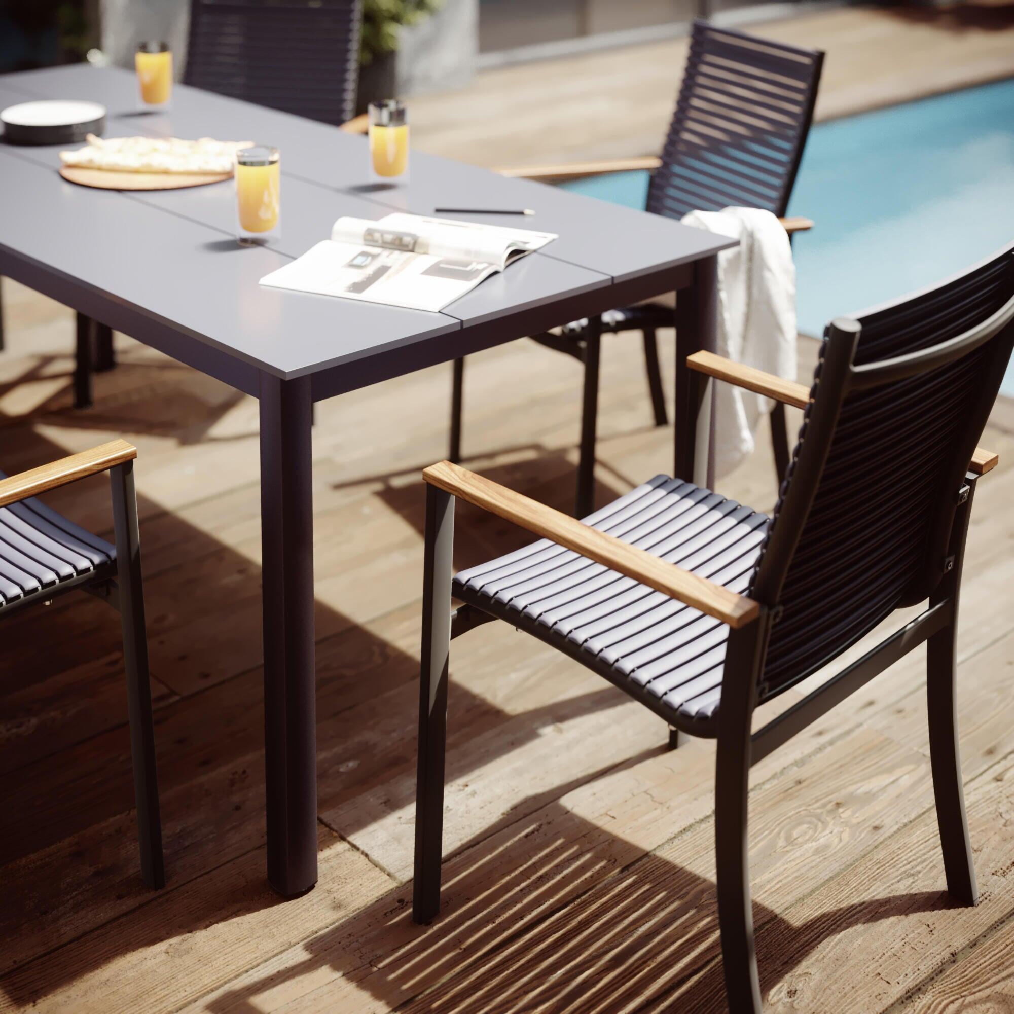 Silla de jardín sín cojín de aluminio Dora gris Naterial - 6