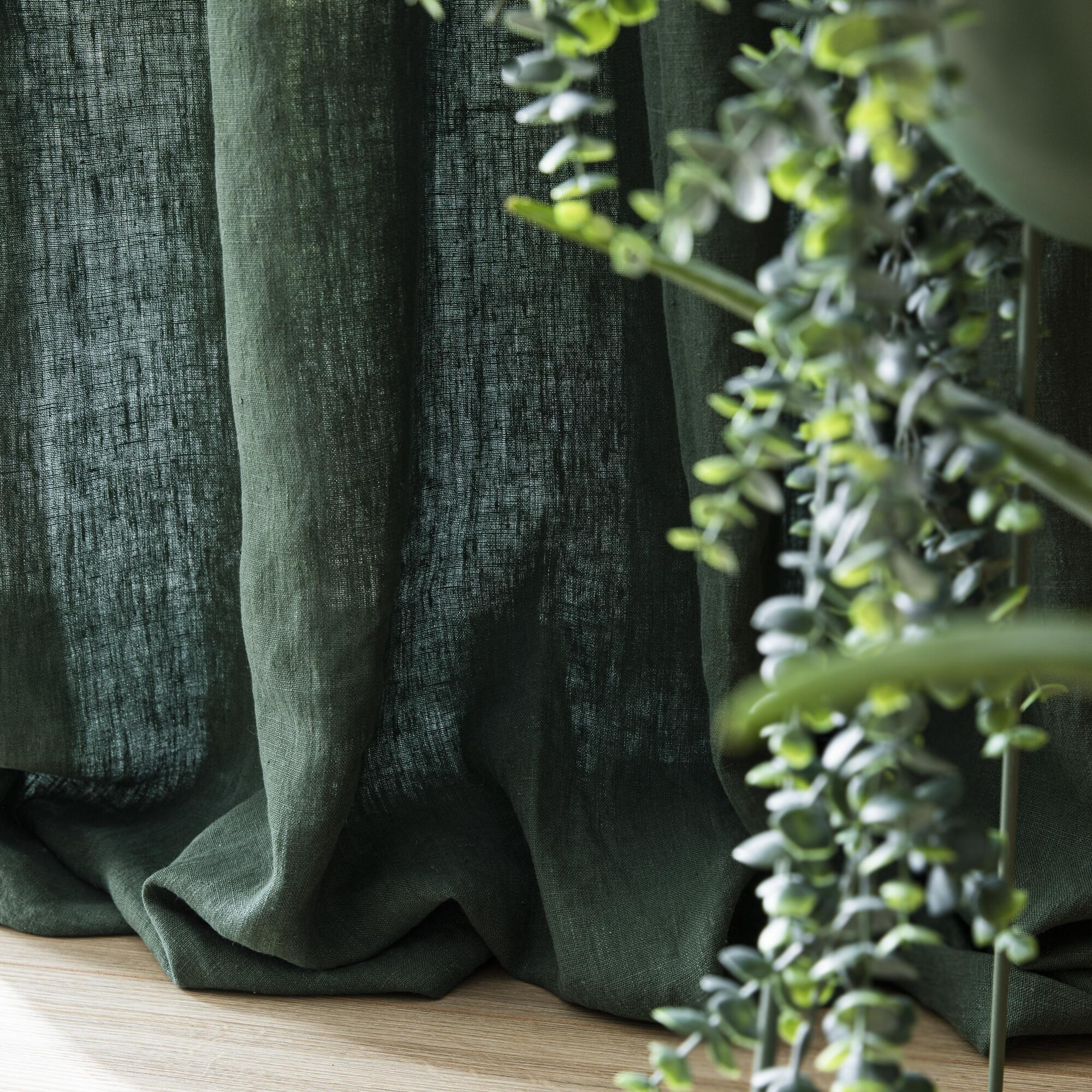 Rideau tamisant, Danae lin, vert H.280 x l.140 cm INSPIRE - 6