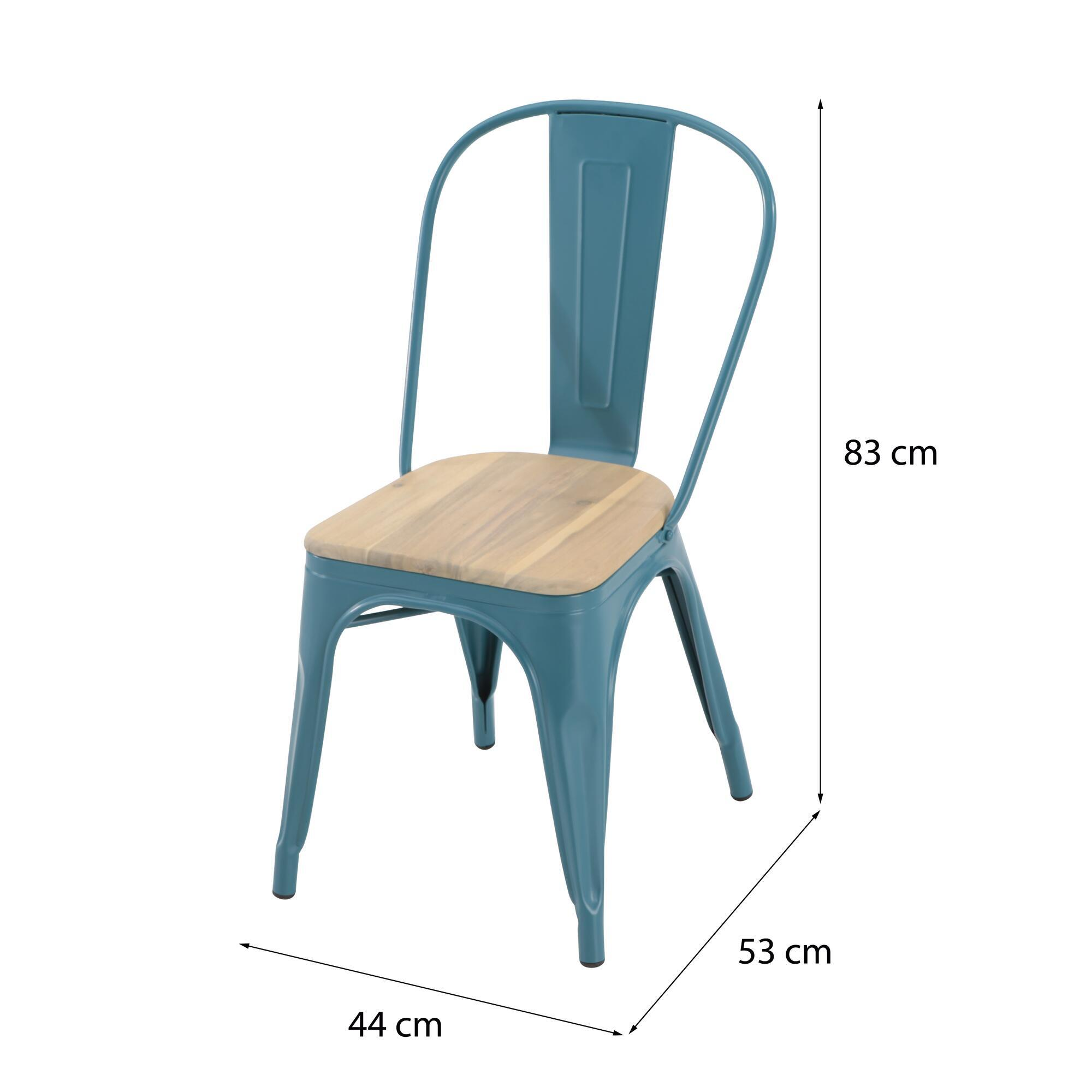 Sedia da giardino in acciaio blu Oxford, seduta in legno blu - 7