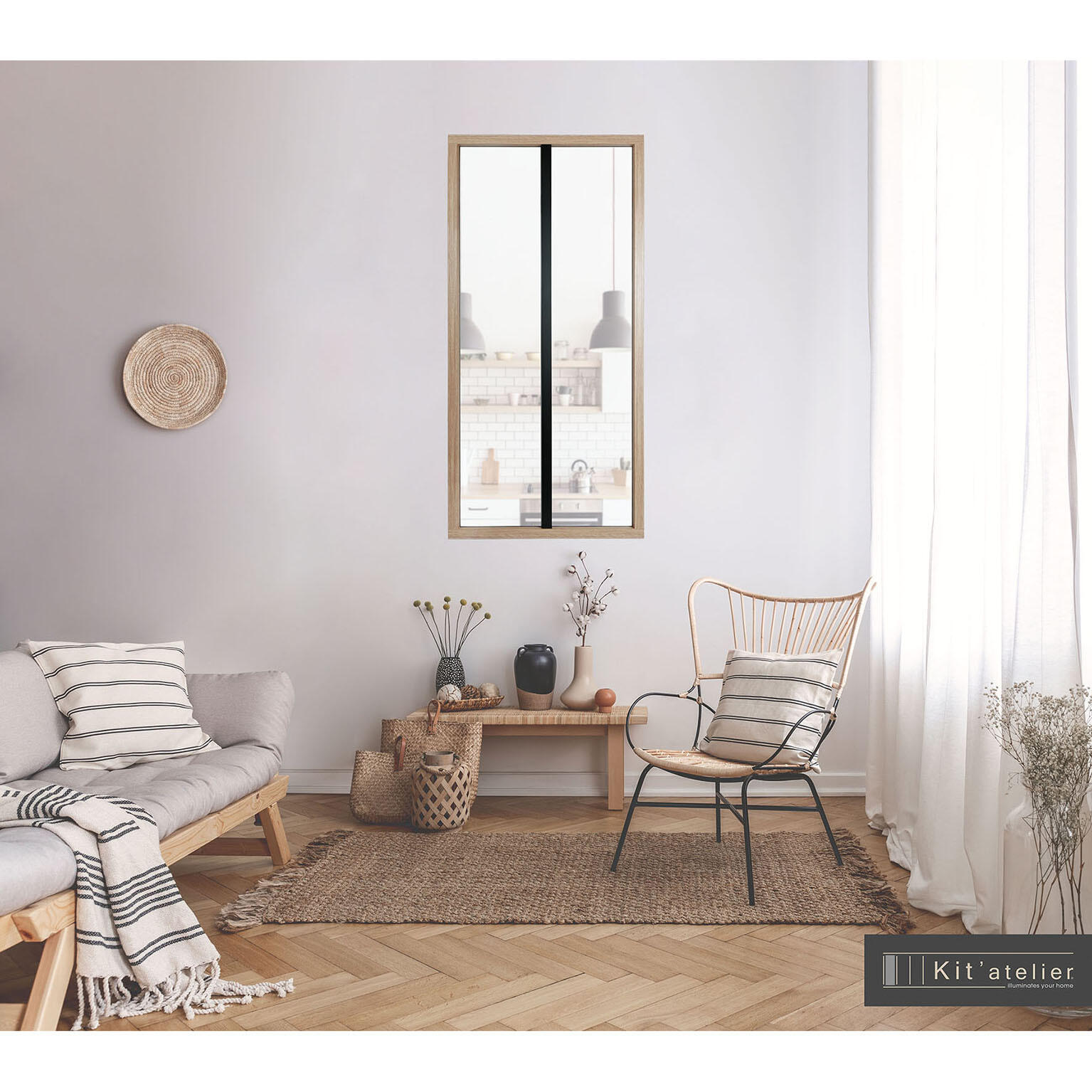 Verriere Atelier Nebraska 2 vitrages givrés inclus, H.1.30 x l.0.63m - 2