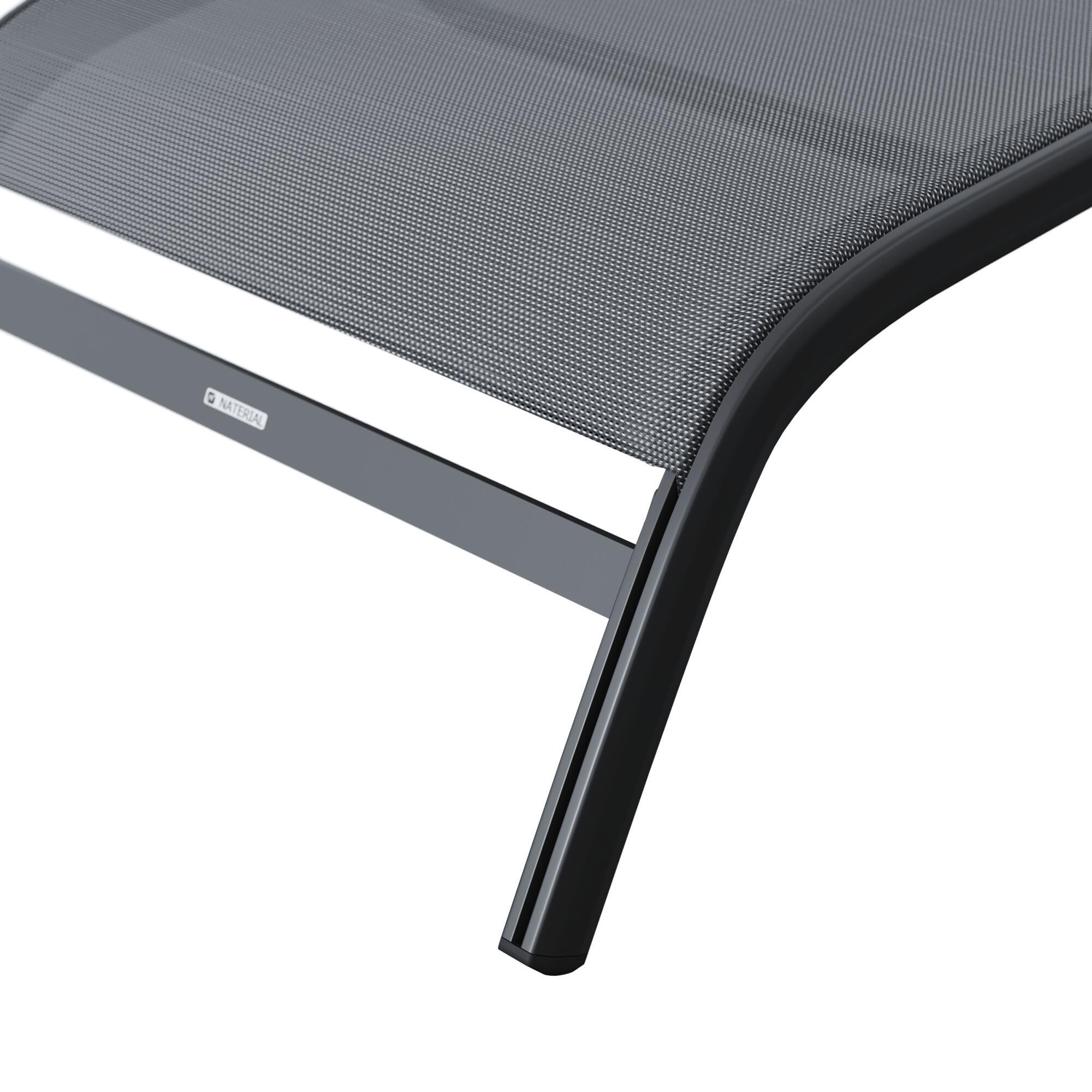 Lettino senza cuscino Lyra II NATERIAL in alluminio nero e seduta grigio - 15