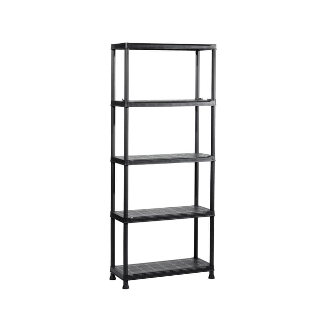 Etagère plastique noir produit sans finition SPACEO, 5 tablettes l.75xH.176xP.32