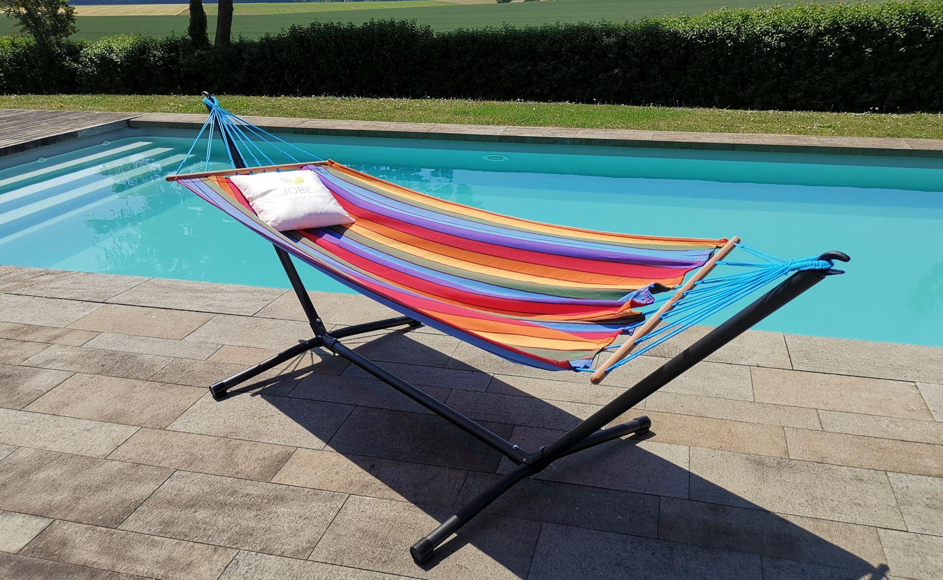 Hamac avec structure acier Metalik JOBEK multicouleur L.300 x l.120 cm - 6