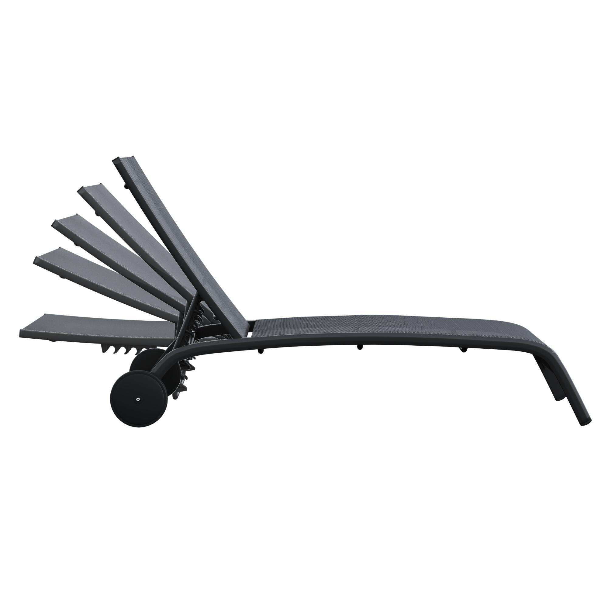 Lettino senza cuscino Lyra II NATERIAL in alluminio nero e seduta grigio - 8