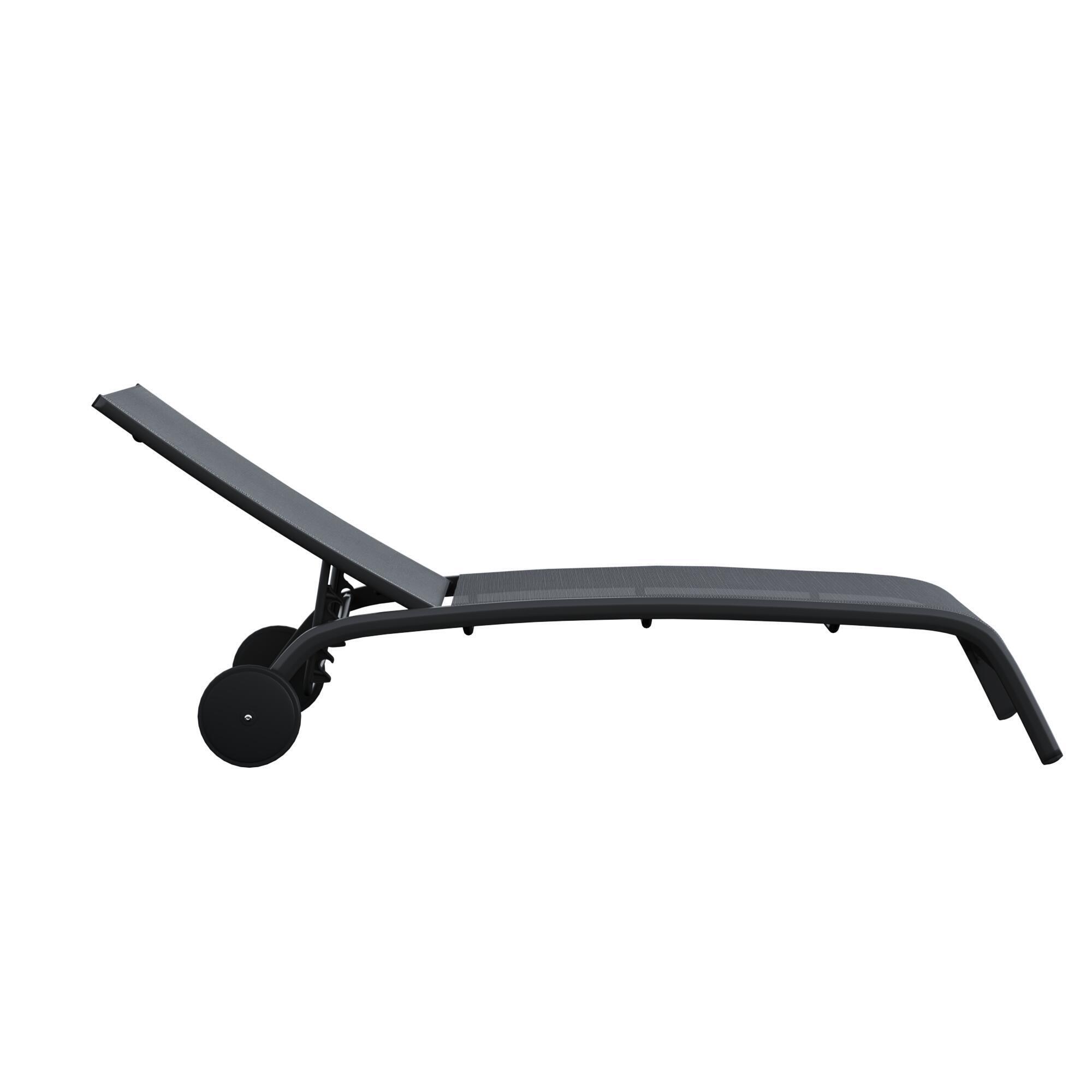 Lettino senza cuscino Lyra II NATERIAL in alluminio nero e seduta grigio - 7