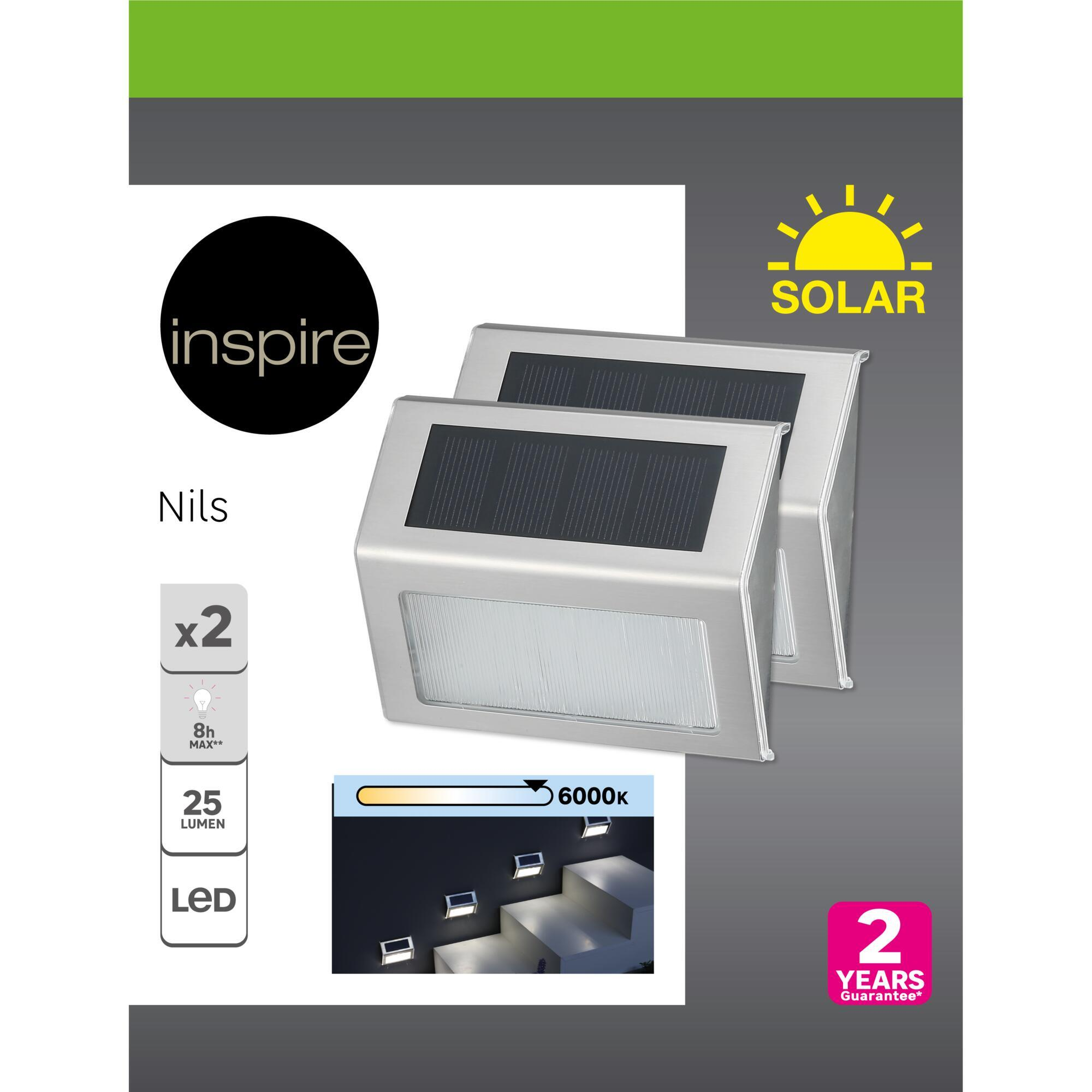 Lot de 2 appliques solaires Nils 25 Lumen blanc froid inox INSPIRE - 5