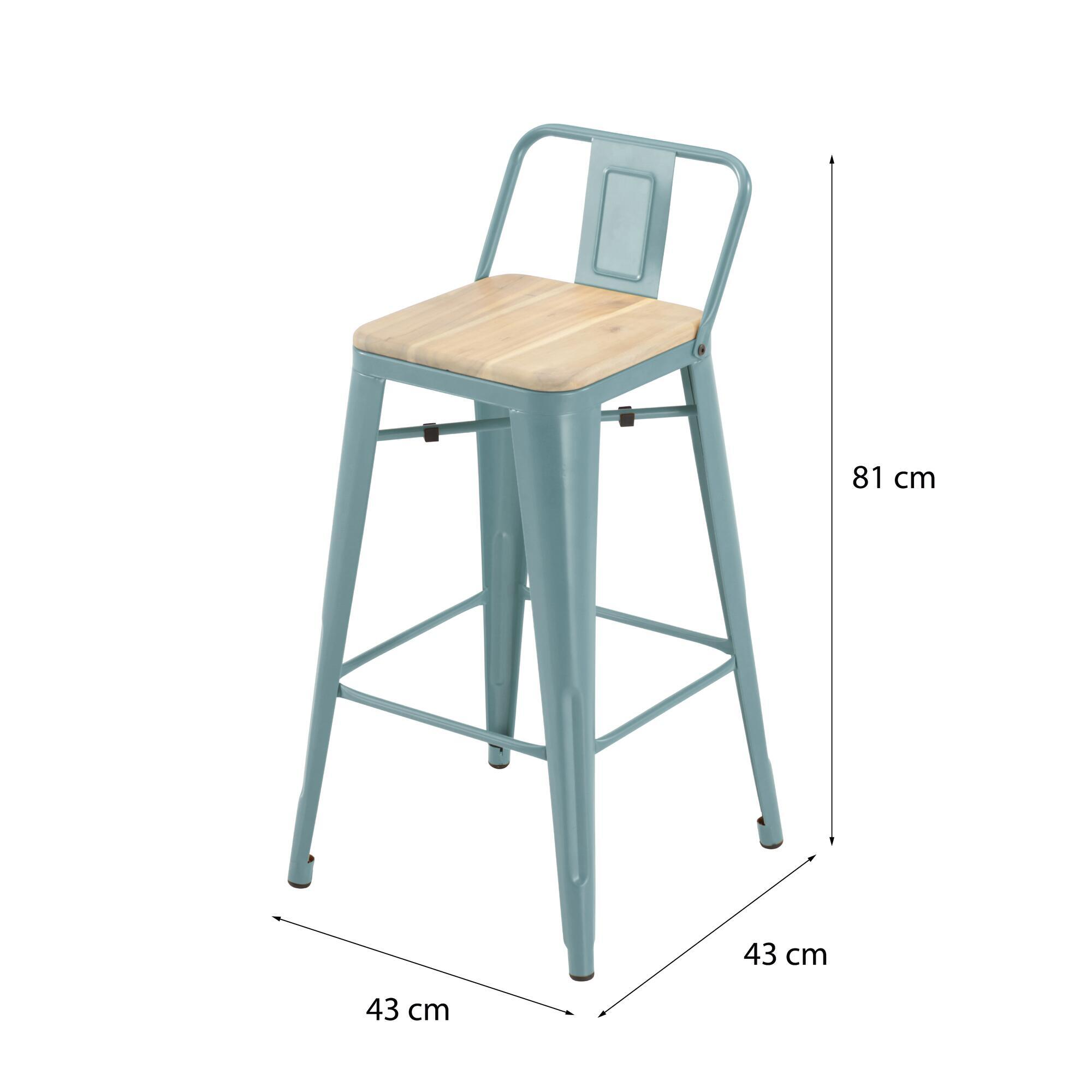 Sgabello da giardino in acciaio blu Oxford, seduta in legno azzurro - 8