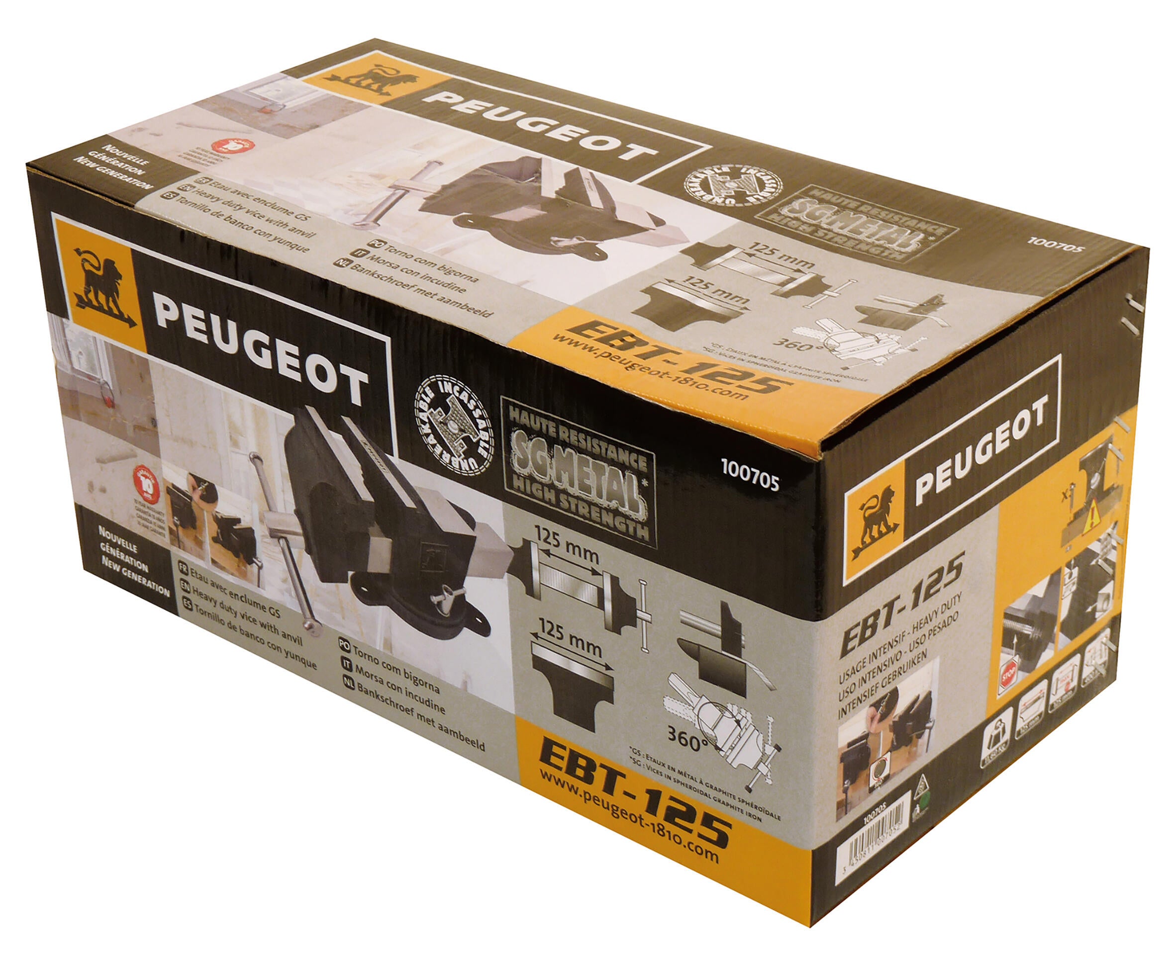 Étau en fonte sur base tournante PEUGEOT, 125 mm - 7