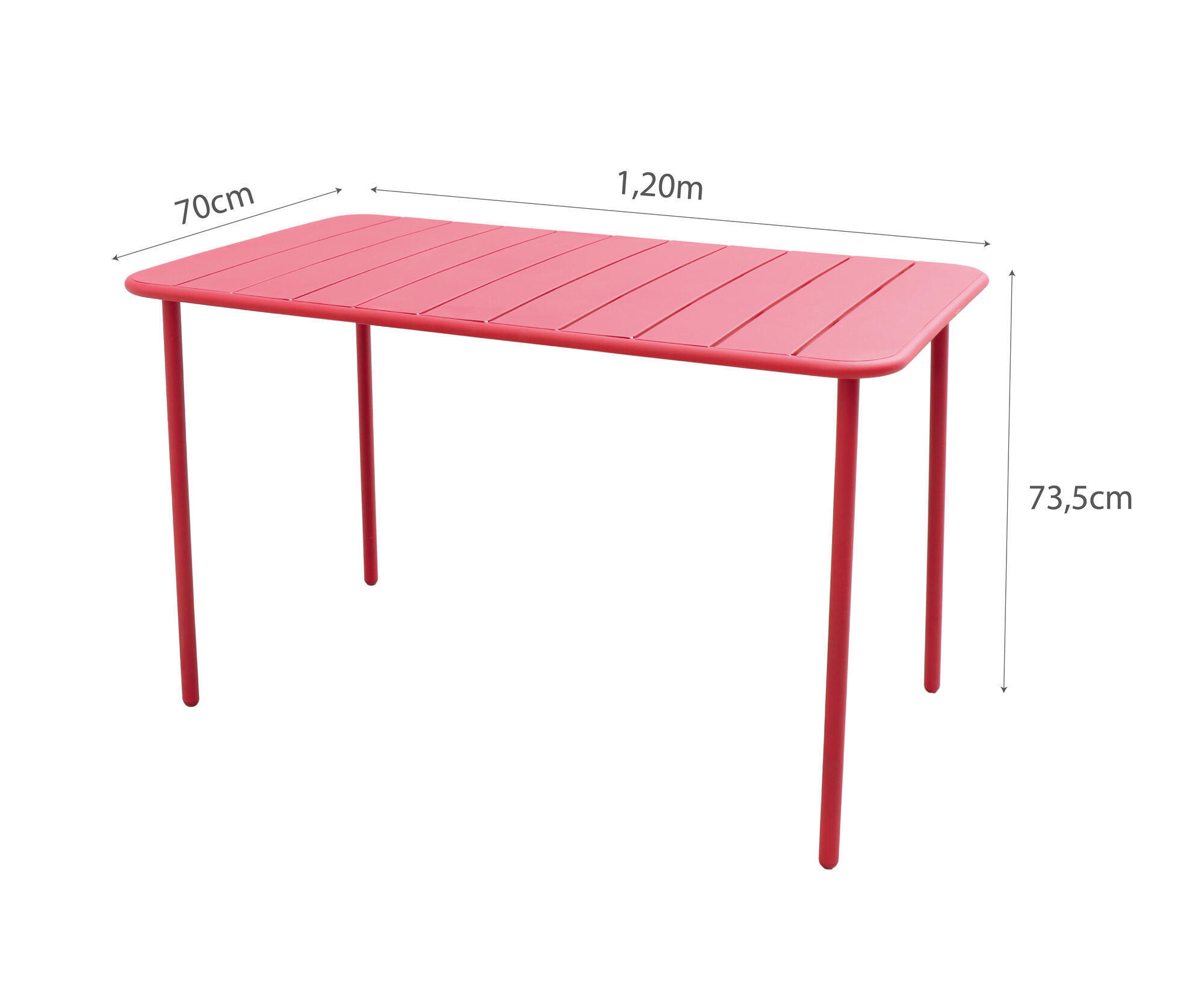 Table de jardin CAFE rectangulaire en métal coloris rouge – 4 personnes - 3