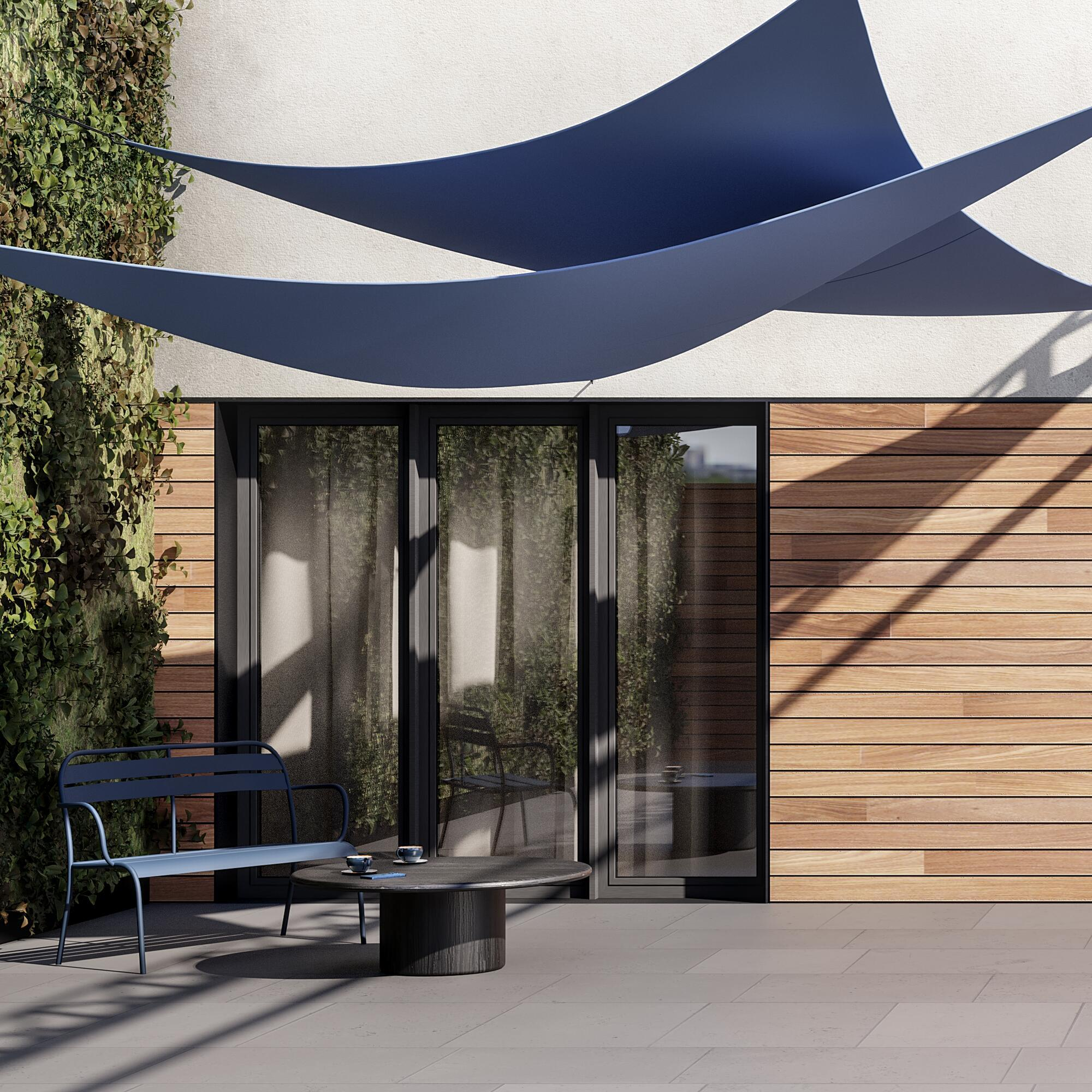 Voile d'ombrage triangulaire bleu saphir L.360 x l.360 cm - 2