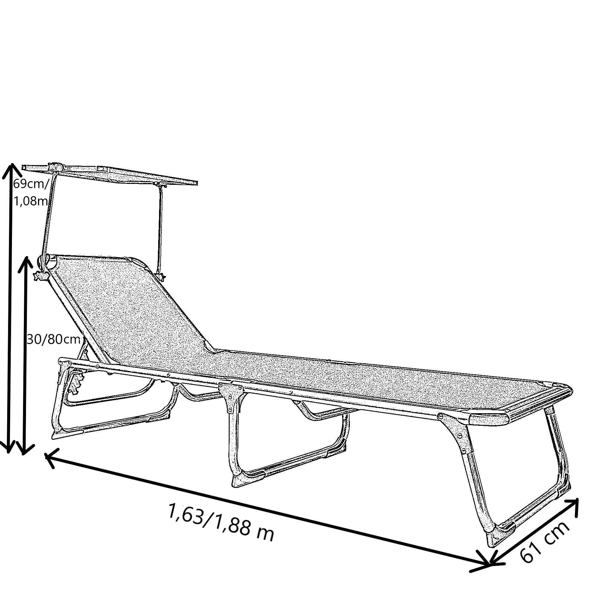 Espreguiçadeira alumínio com pala para o sol 61x188 cm branco Azur - 9