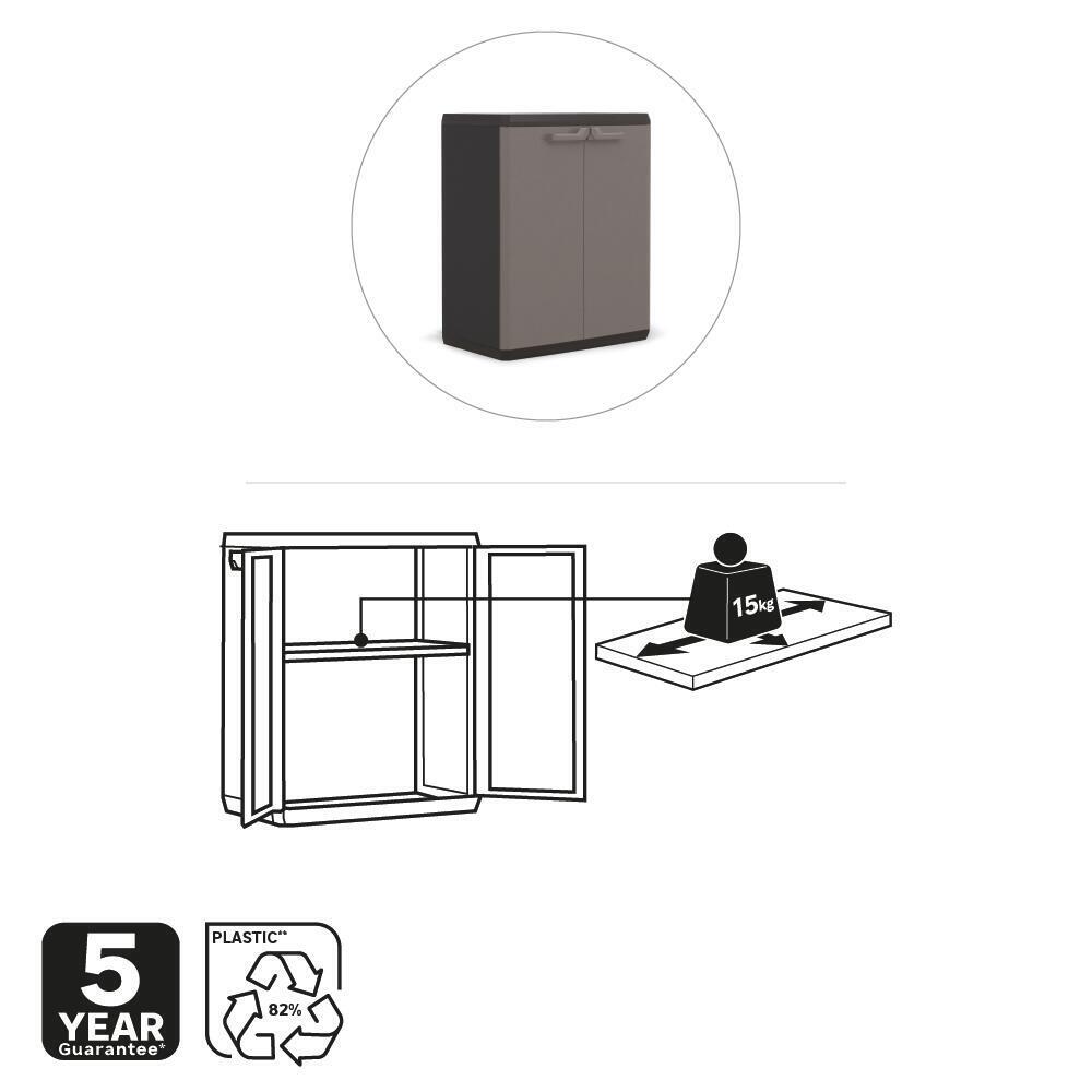 Armario bajo de resina 68x83x39 cm color gris 2 puertas - 13