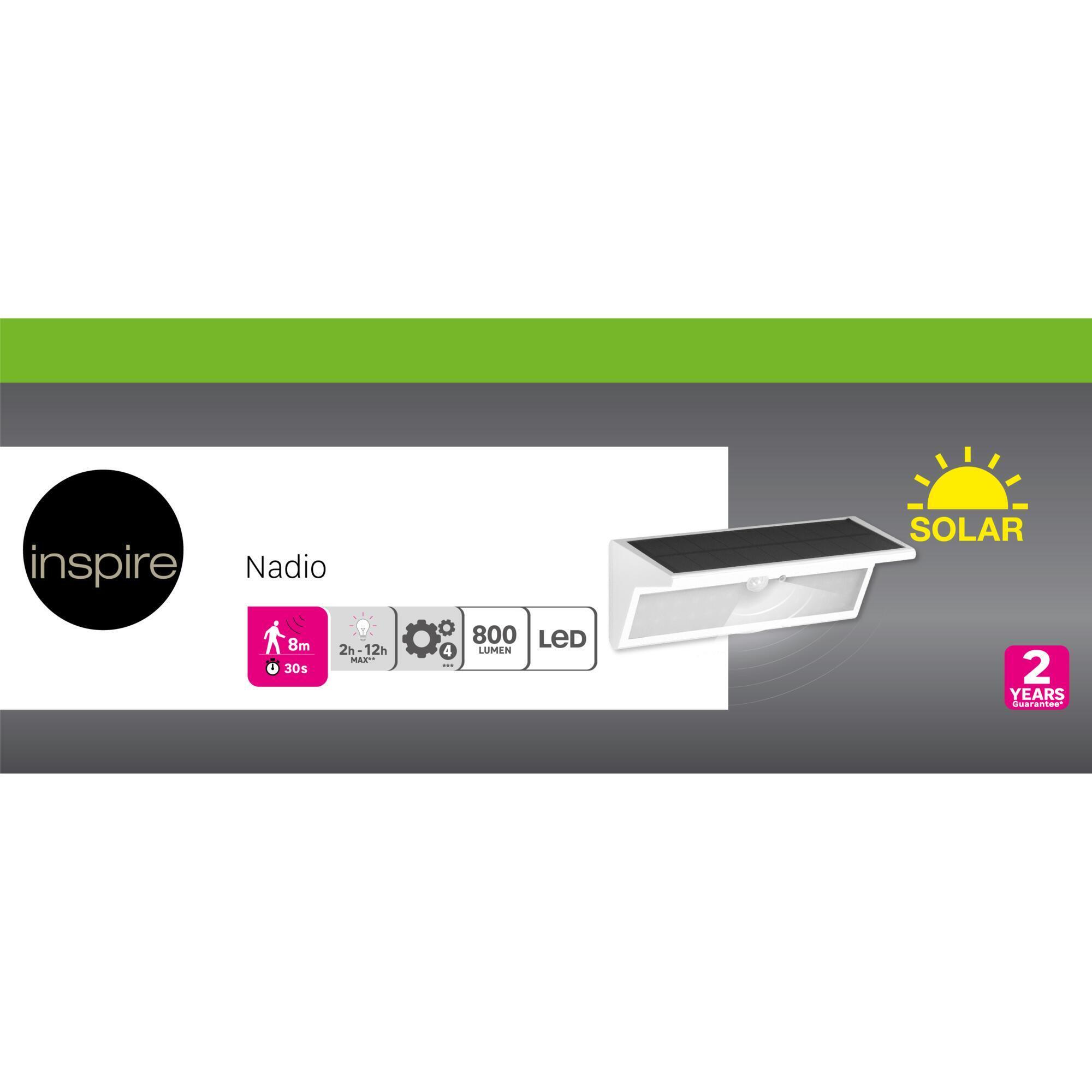 Applique à détection solaire et rechargeable Nadio 800 Lumen blanc INSPIRE - 4