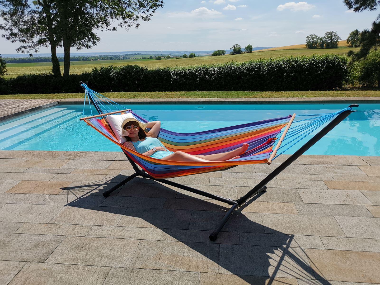 Hamac avec structure acier Metalik JOBEK multicouleur L.300 x l.120 cm - 7