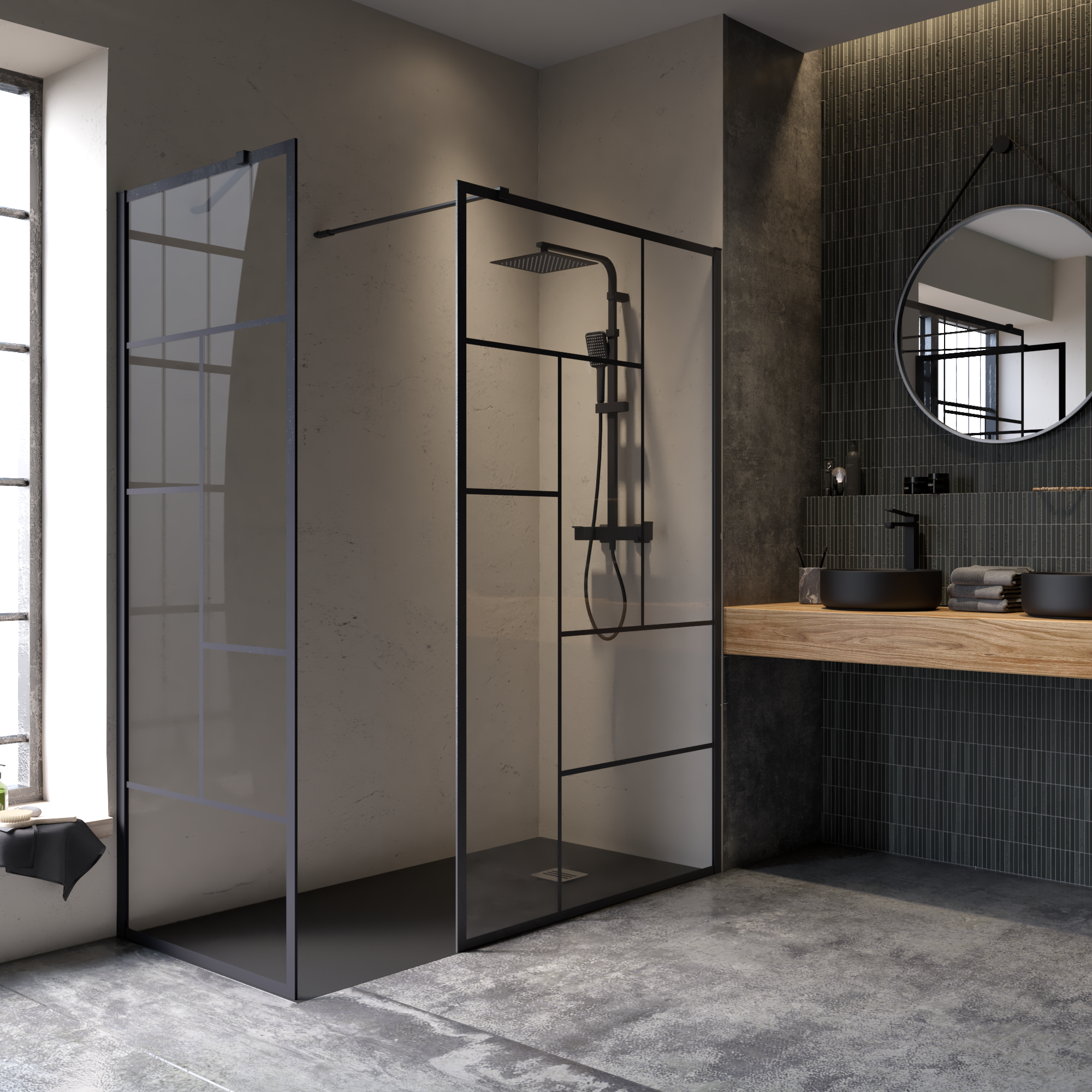 Kabina Walk-in Studio 120x200 transparentna profil czarny Sensea - 5