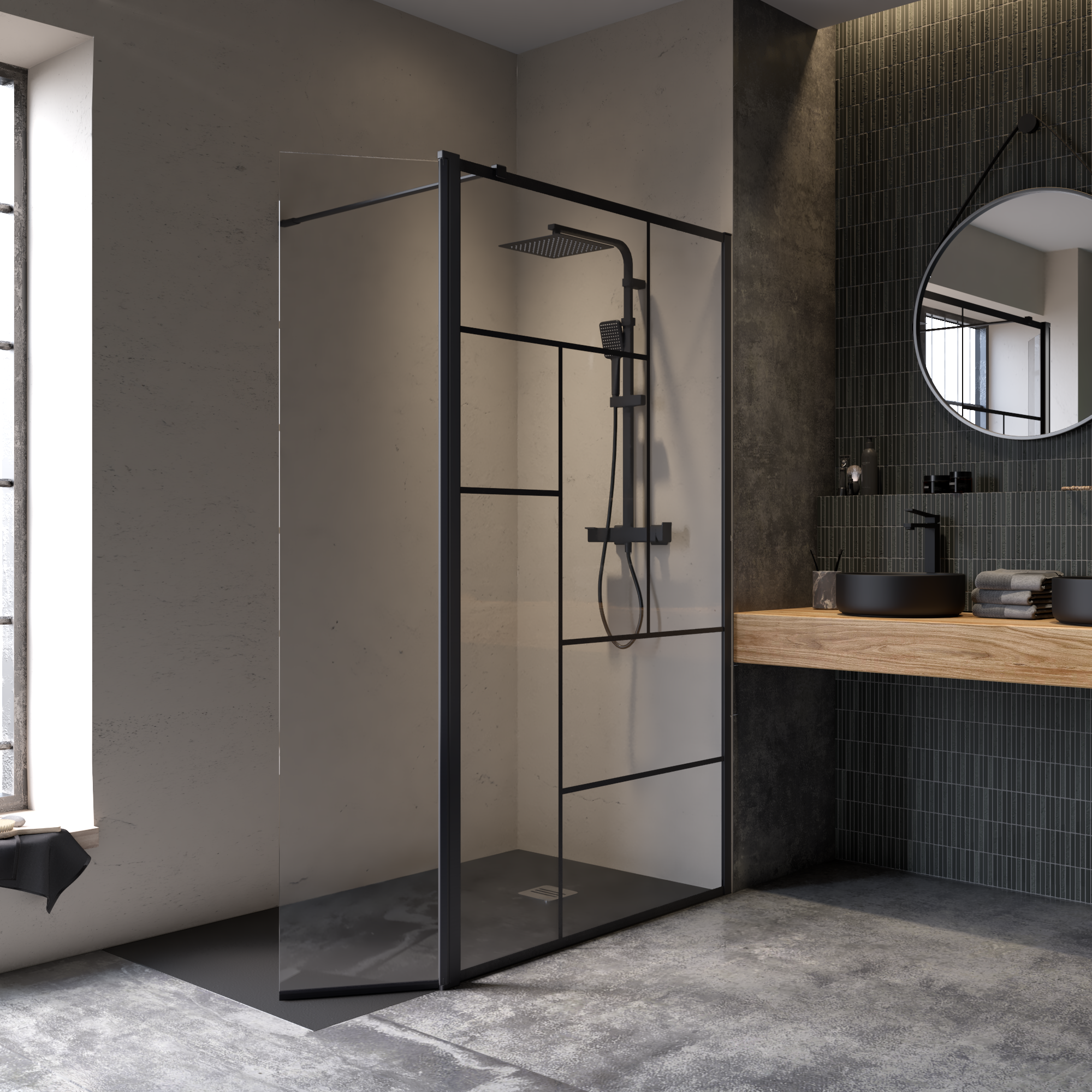 Kabina Walk-in Studio 120x200 transparentna profil czarny Sensea - 3