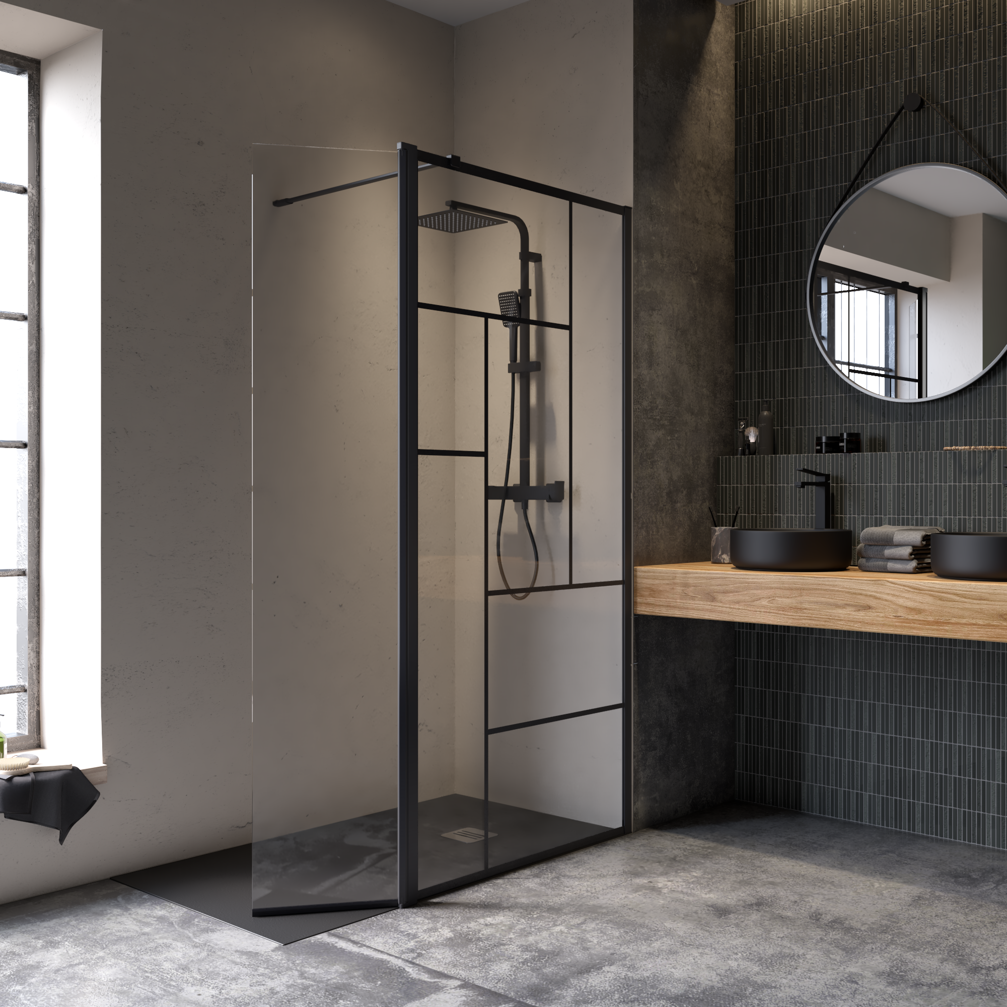 Kabina Walk-in Studio 100x200 transparentna profil czarny Sensea - 4