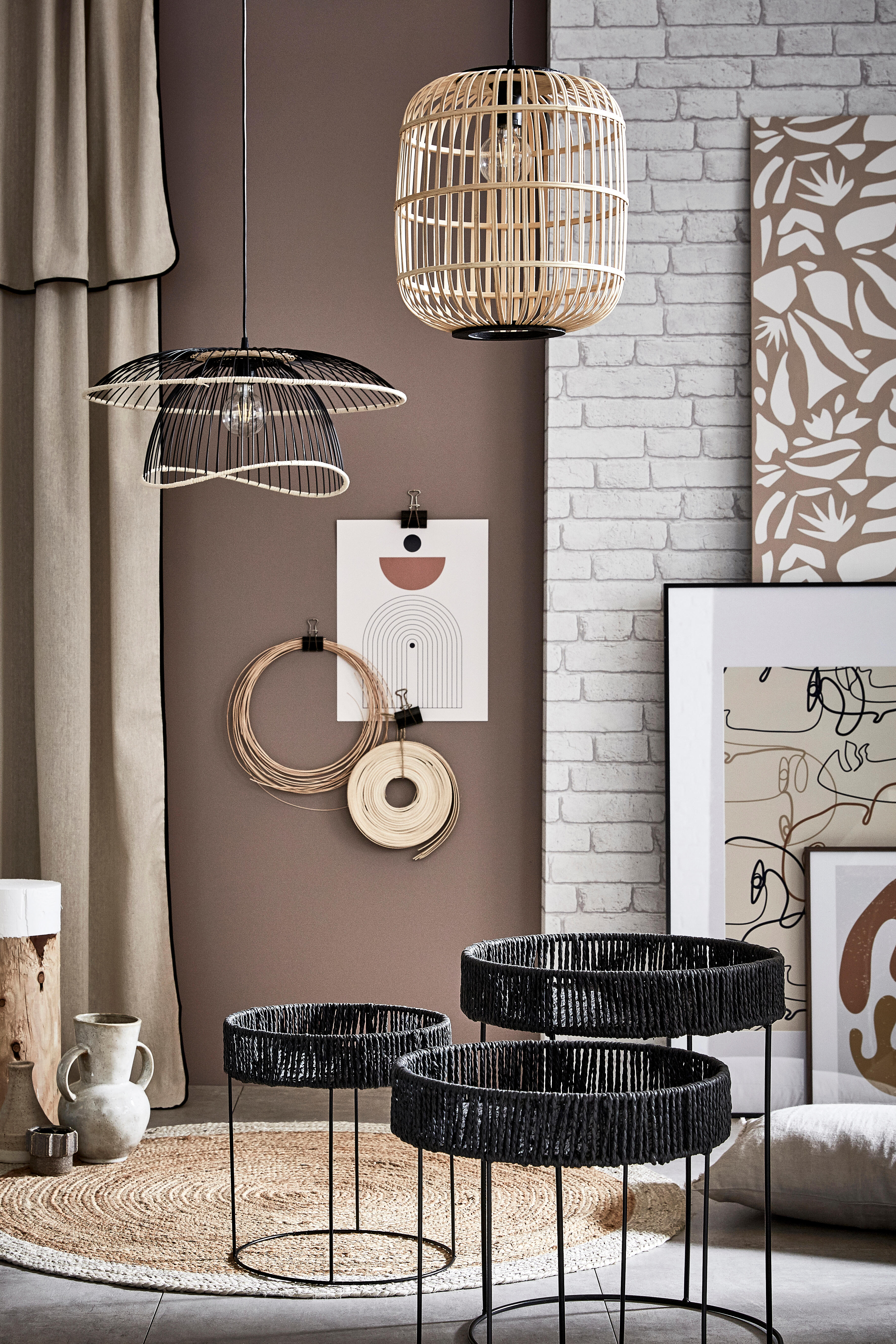 Suspension Hanoi bambou, noir, Diam.35 cm, E27 - 5