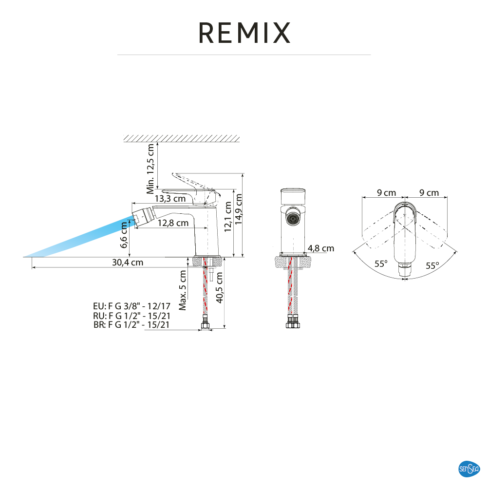 Rubinetto per bidet getto laminare cristallino Remix SENSEA cromato lucido - 10