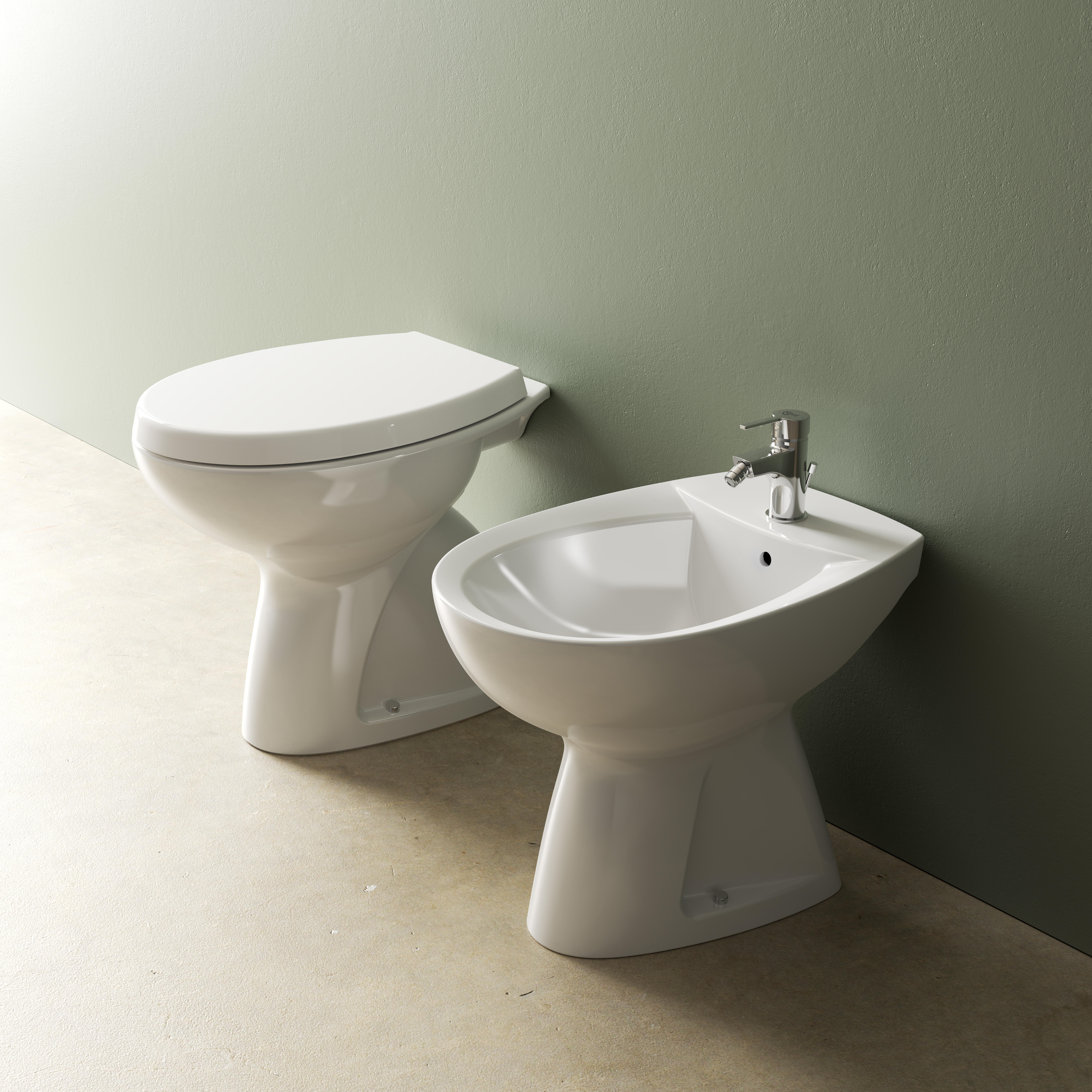 Vaso WC distanziato IDEAL STANDARD alpha scarico a pavimento, sedile escluso P 51 x L 35 x H 40 cm bianco - 2