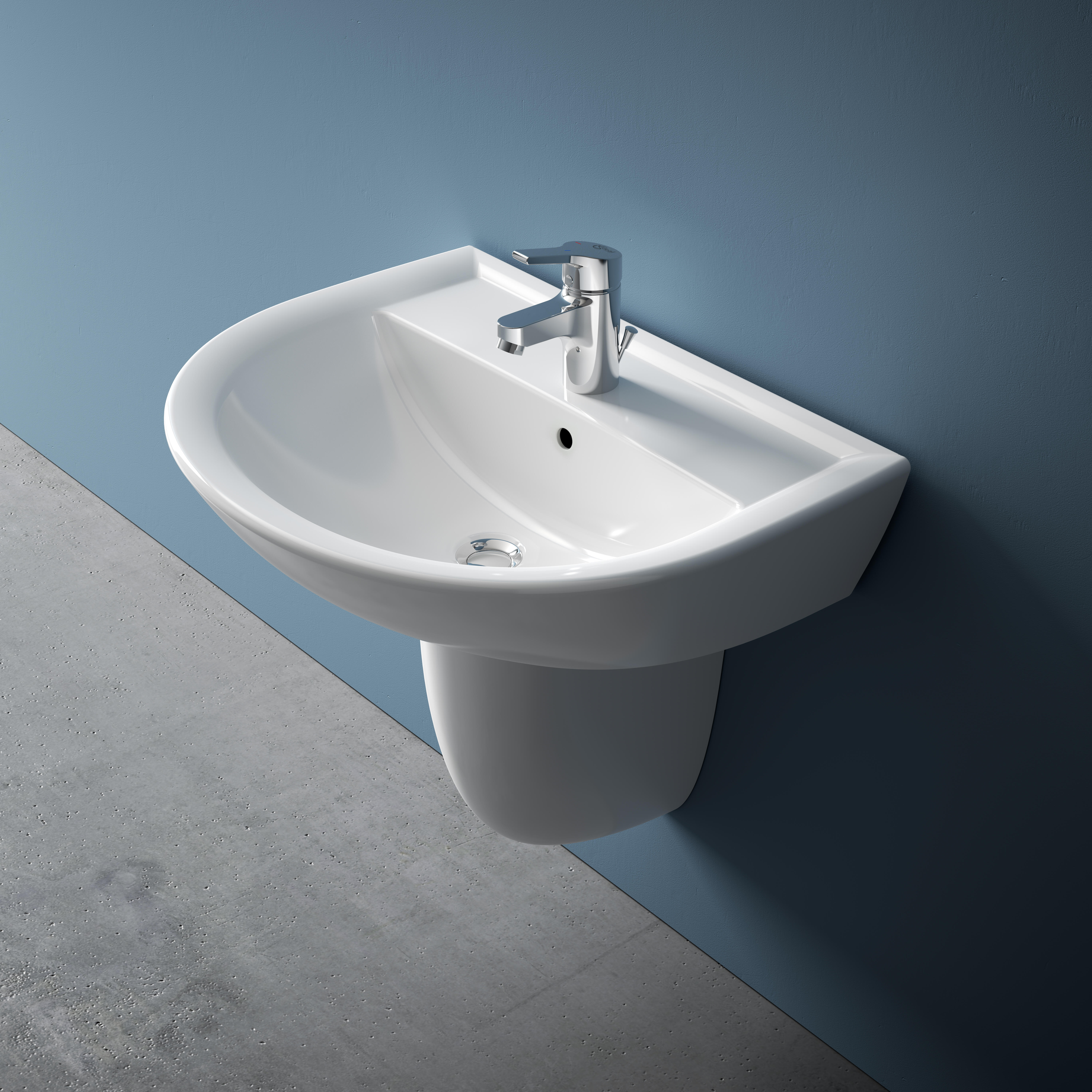 Lavabo sospeso tondo T469501 H 18 x P 49.5 cm in ceramica bianco lucido - 5