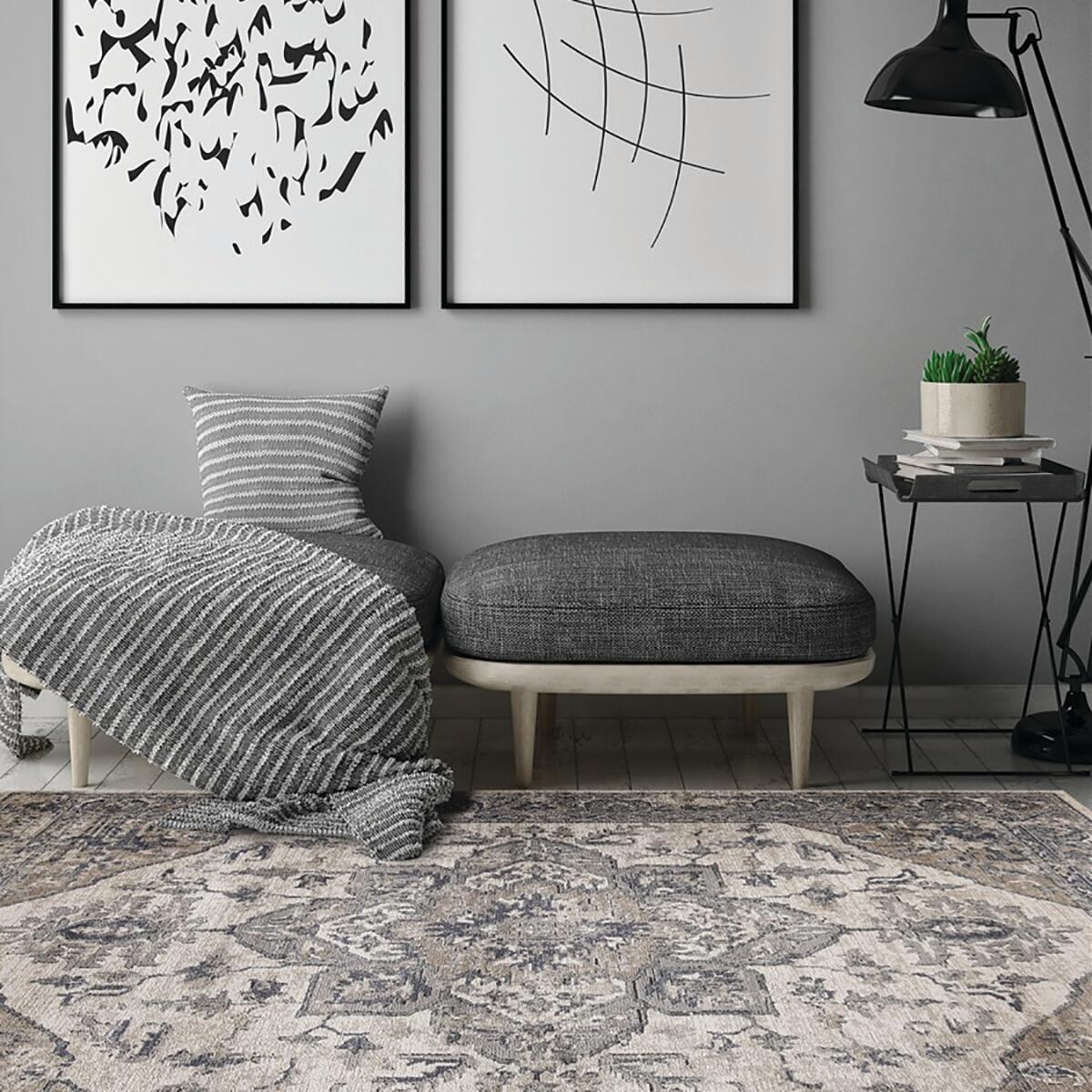 Tappeto Ohio B orientale crema e beige chiaro, L 290 x L 200 cm - 3