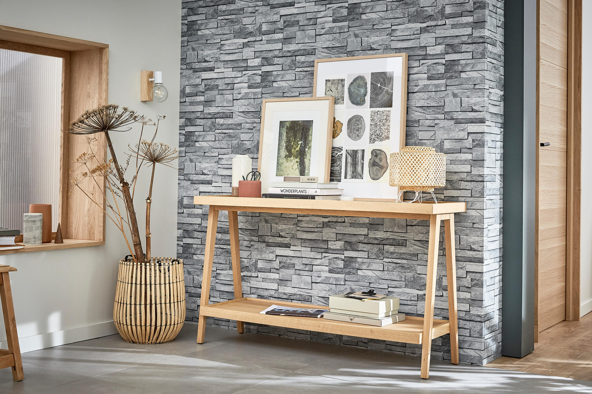 Papier peint vinyle sur intissé Brique marbre gris - 3