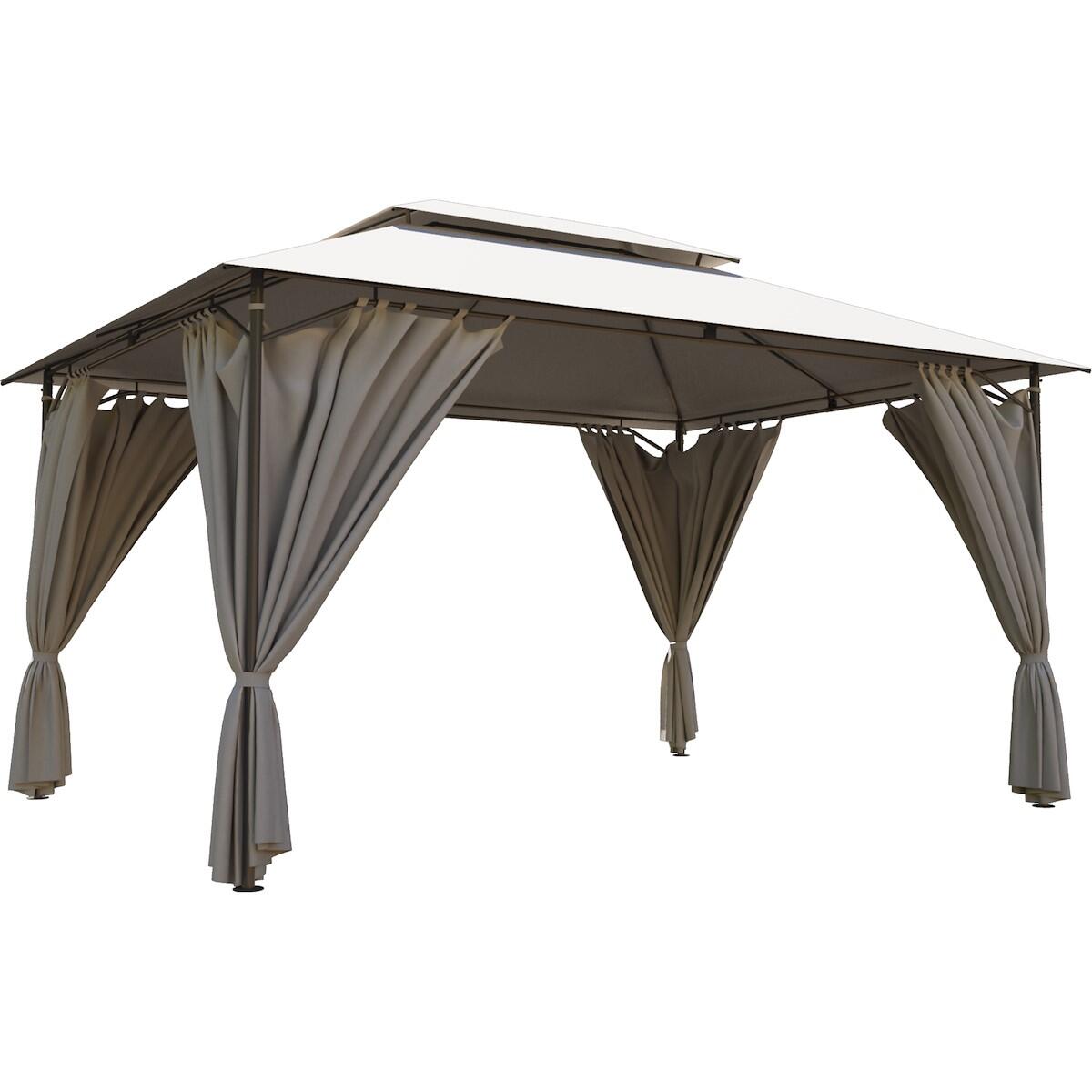 Gazebo 4 x 3 m in acciaio grigio scuro, copertura tortora - Oxis NATERIAL - 3