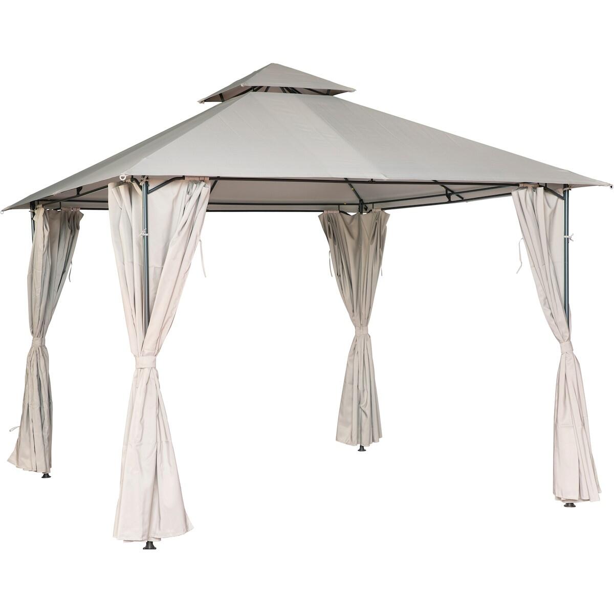 Gazebo 3 x 3 m in acciaio grigio scuro, copertura tortora - Oxis NATERIAL - 6