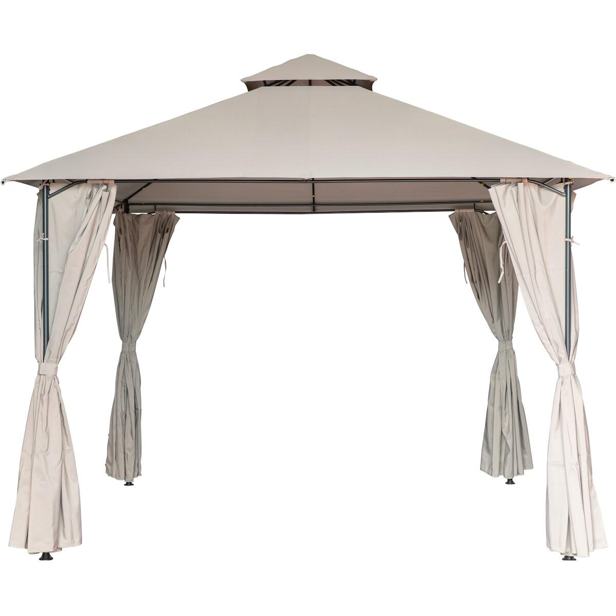 Gazebo 3 x 3 m in acciaio grigio scuro, copertura tortora - Oxis NATERIAL - 4