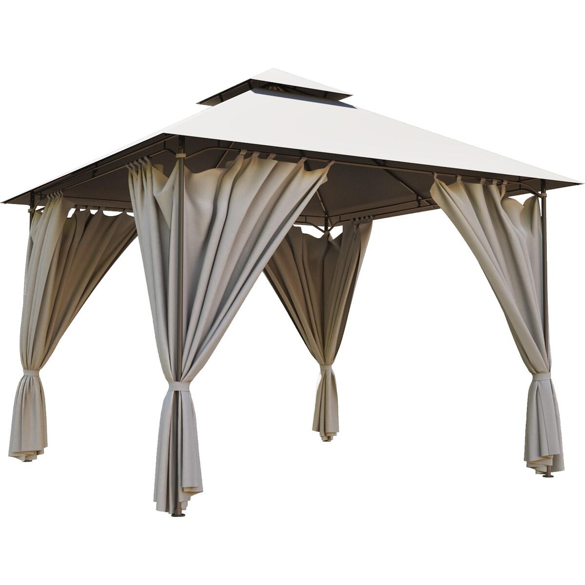 Gazebo Oxis in acciaio struttura grigio scuro, copertura tortora L 301 x P 298 x H 280 cm - 2