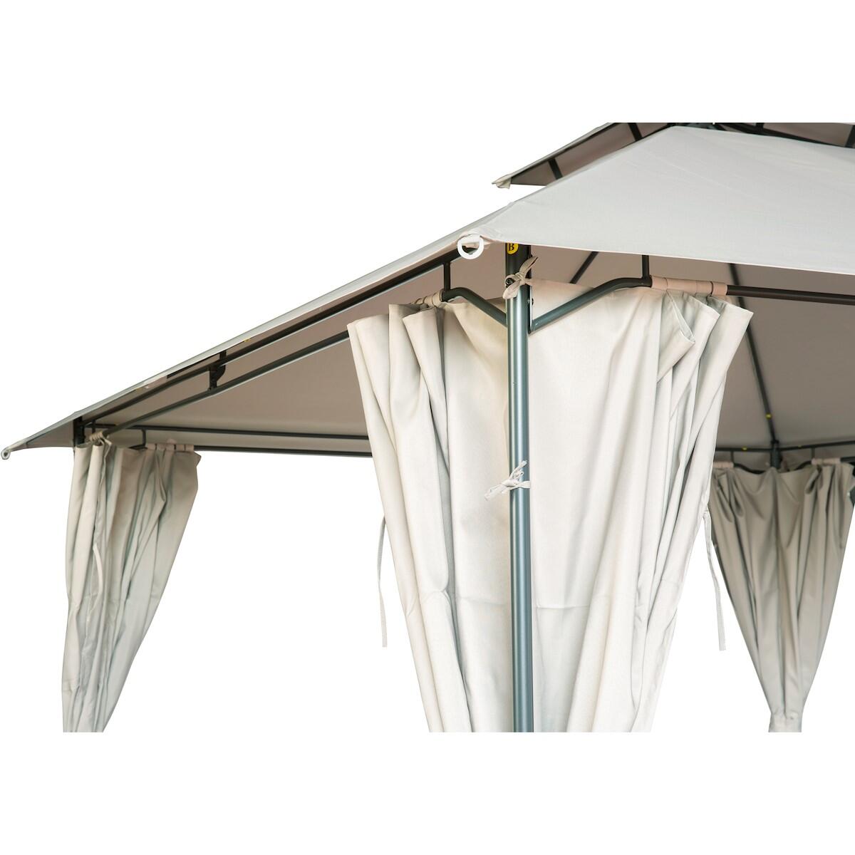 Gazebo 3 x 3 m in acciaio grigio scuro, copertura tortora - Oxis NATERIAL - 10