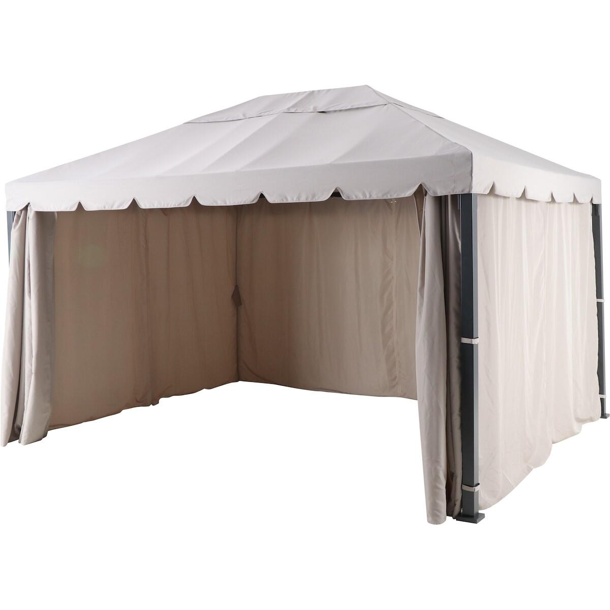 Gazebo in alluminio grigio antracite 4 x 3 m, copertura tortora - Ysis NATERIAL - 6