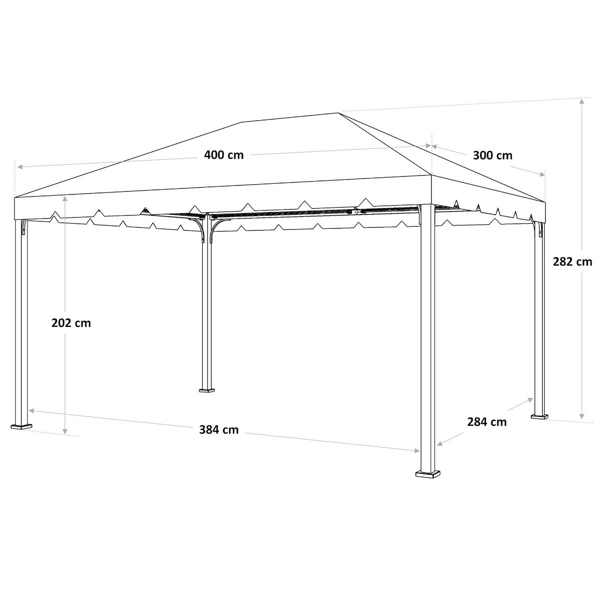 Gazebo in alluminio grigio antracite 4 x 3 m, copertura tortora - Ysis NATERIAL - 14