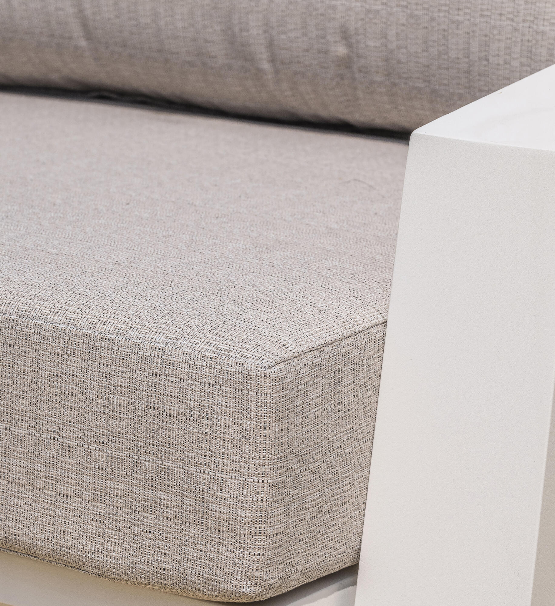 Salon bas de jardin aluminium blanc Ibiza-s3, 5 personnes - PARIS GARDEN - 6