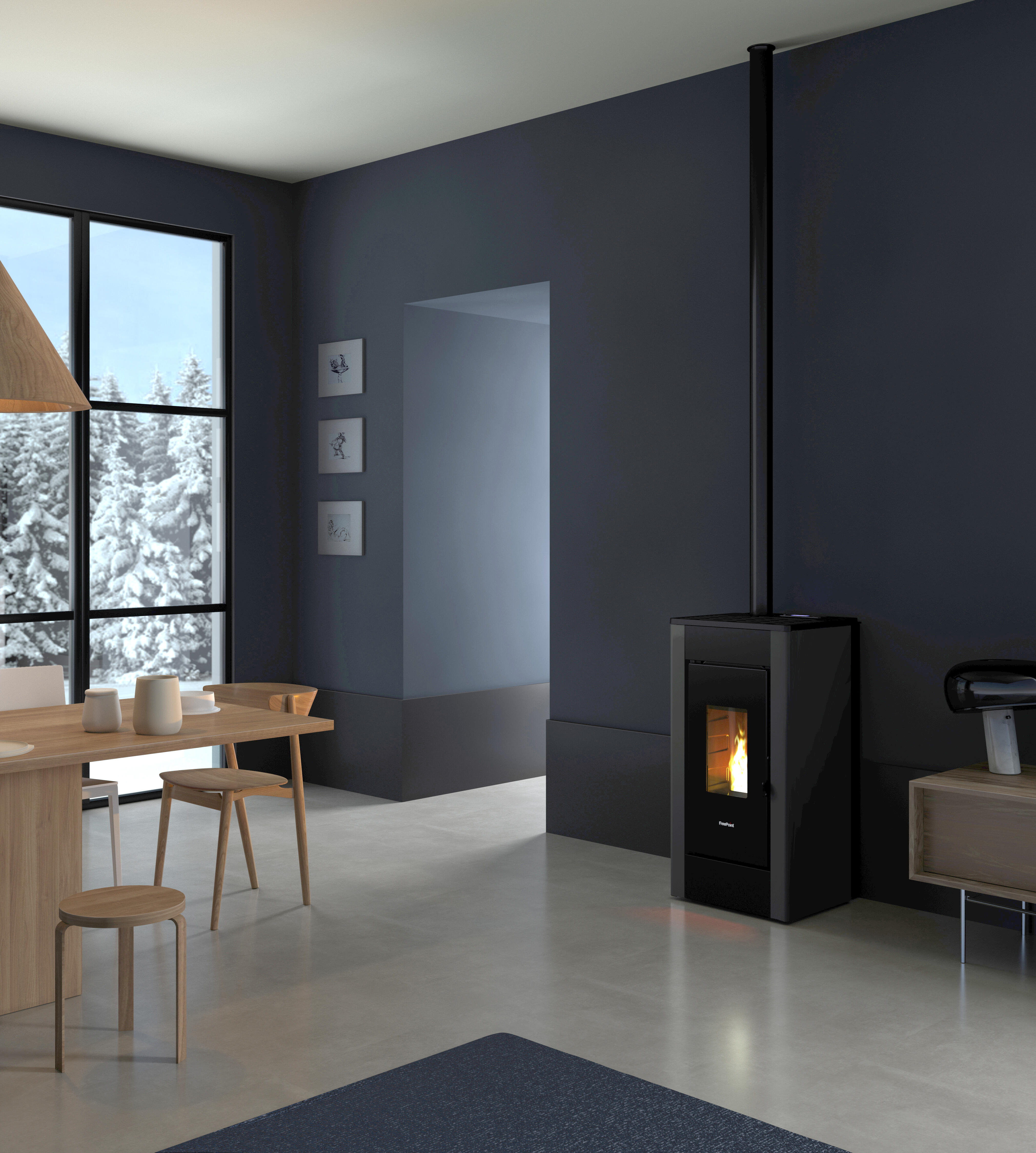 Poêle à granulés FREEPOINT Sharp airtight noir 7 kW - 2