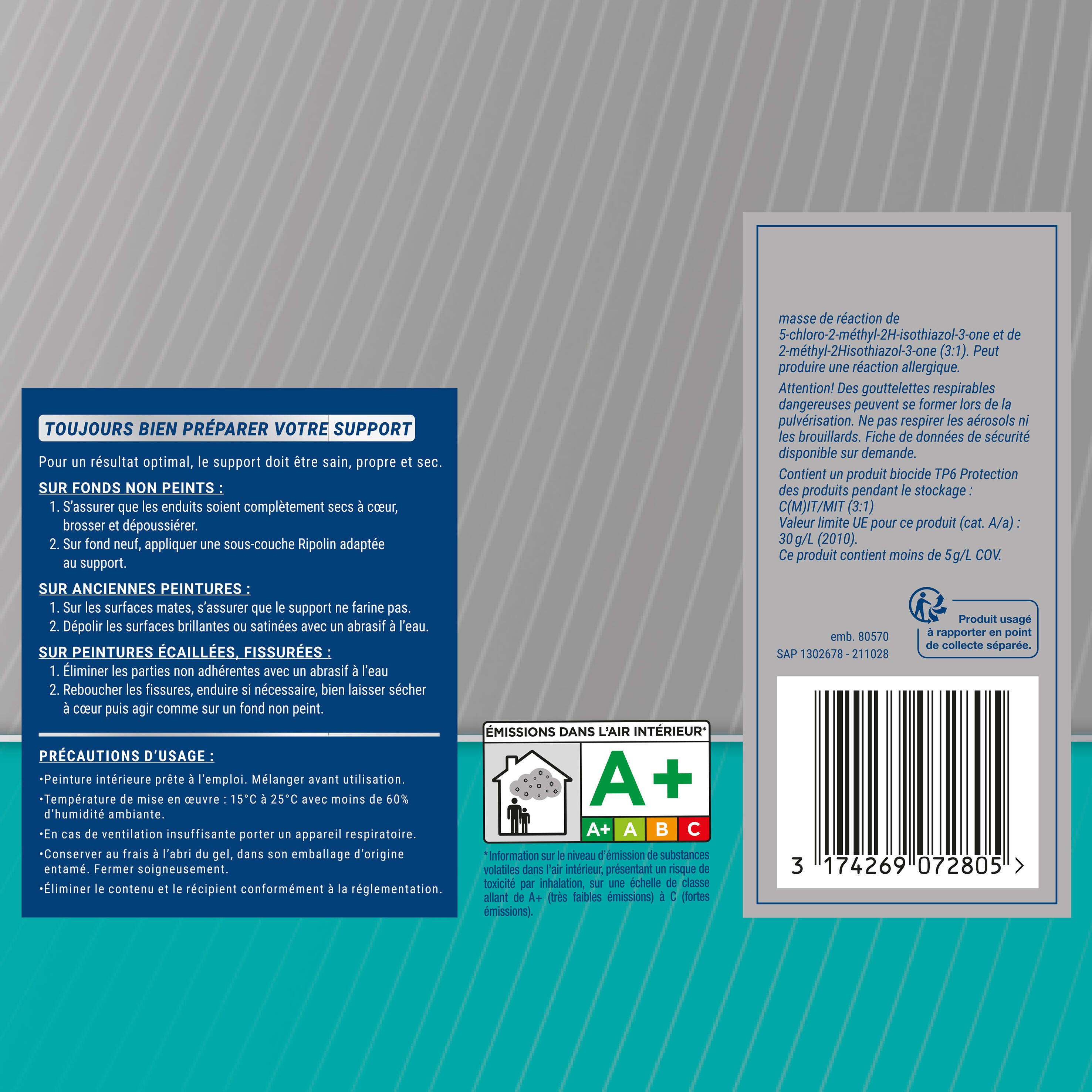 Peinture plafond blanc mat RIPOLIN Résultat sans trace 2.5L - 7