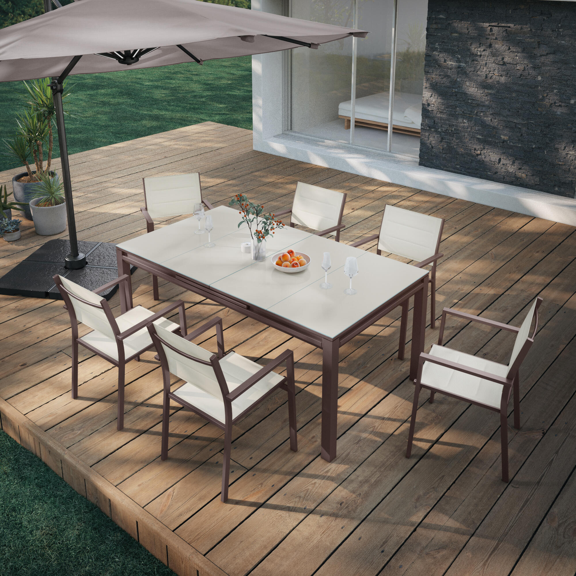 Mesa de alumínio NATERIAL ODYSSEA II EASY VIDRO 180/240X100CM MOKA - 17