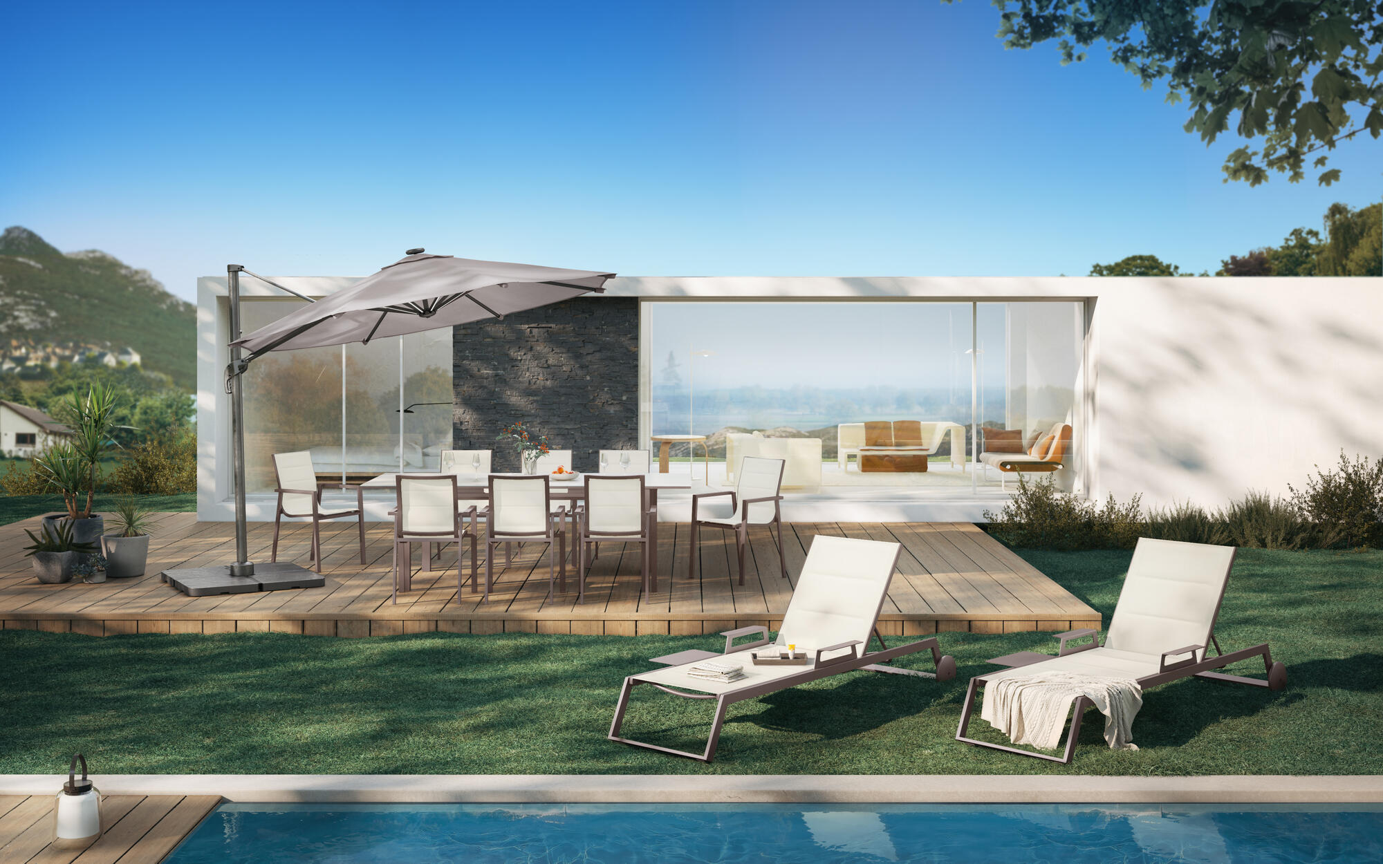 Bain de soleil en aluminium NATERIAL Odyssea beige - 3