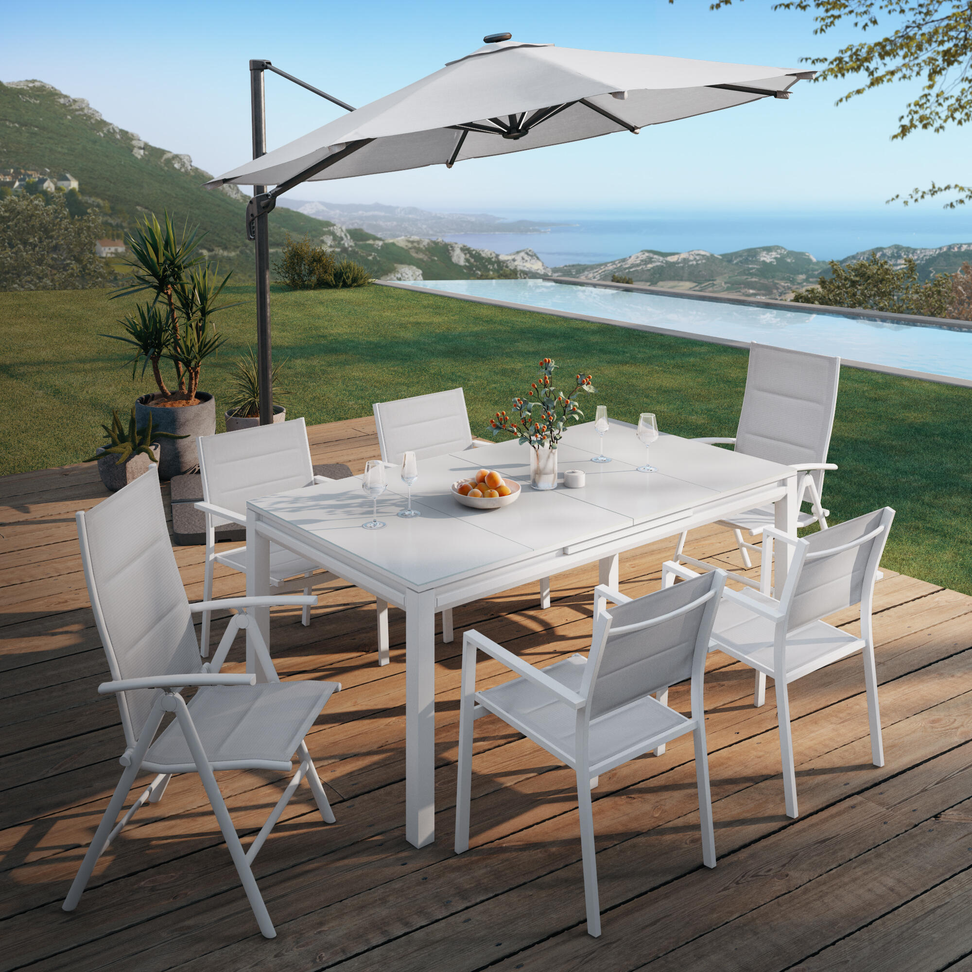 Mesa de alumínio NATERIAL ODYSSEA 180/240X100CM BRANCO - 21