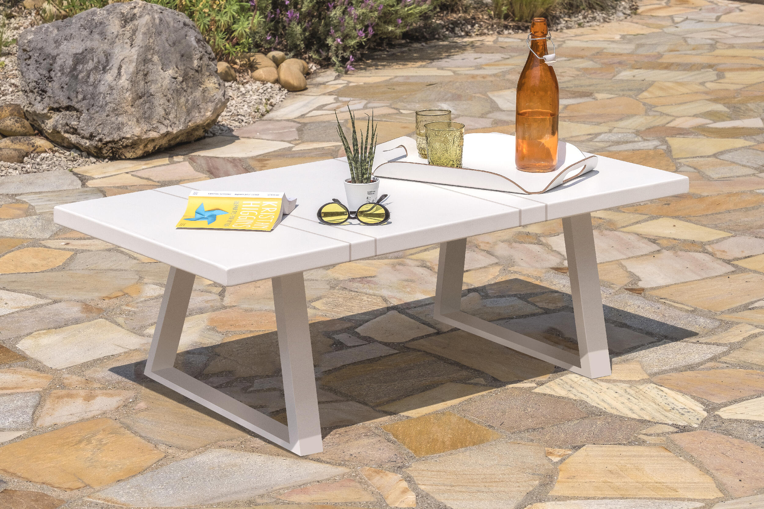 Salon bas de jardin aluminium blanc Ibiza-s3, 5 personnes - PARIS GARDEN - 3