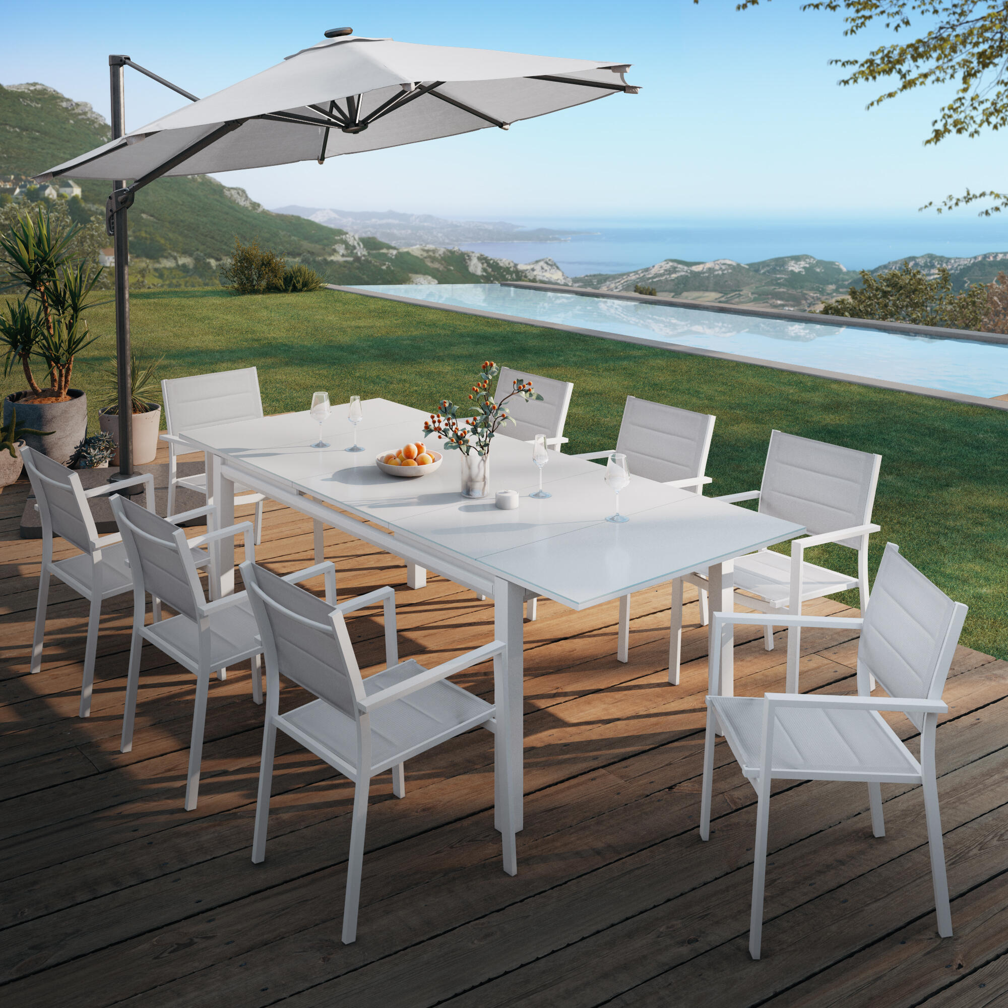Mesa de alumínio NATERIAL ODYSSEA 180/240X100CM BRANCO - 22