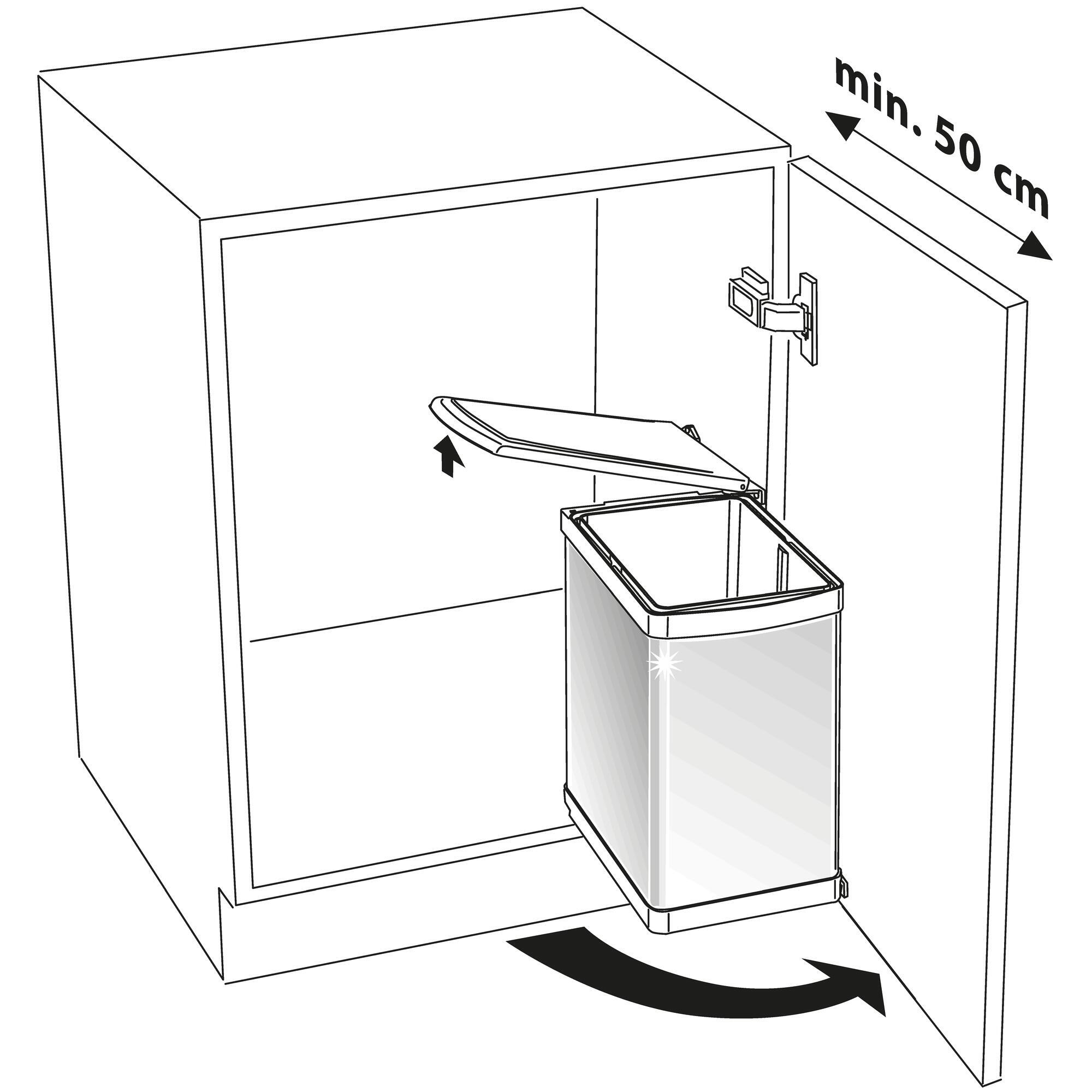 Poubelle intérieur de porte de cuisine 23L DELINIA ID acier gris - 4