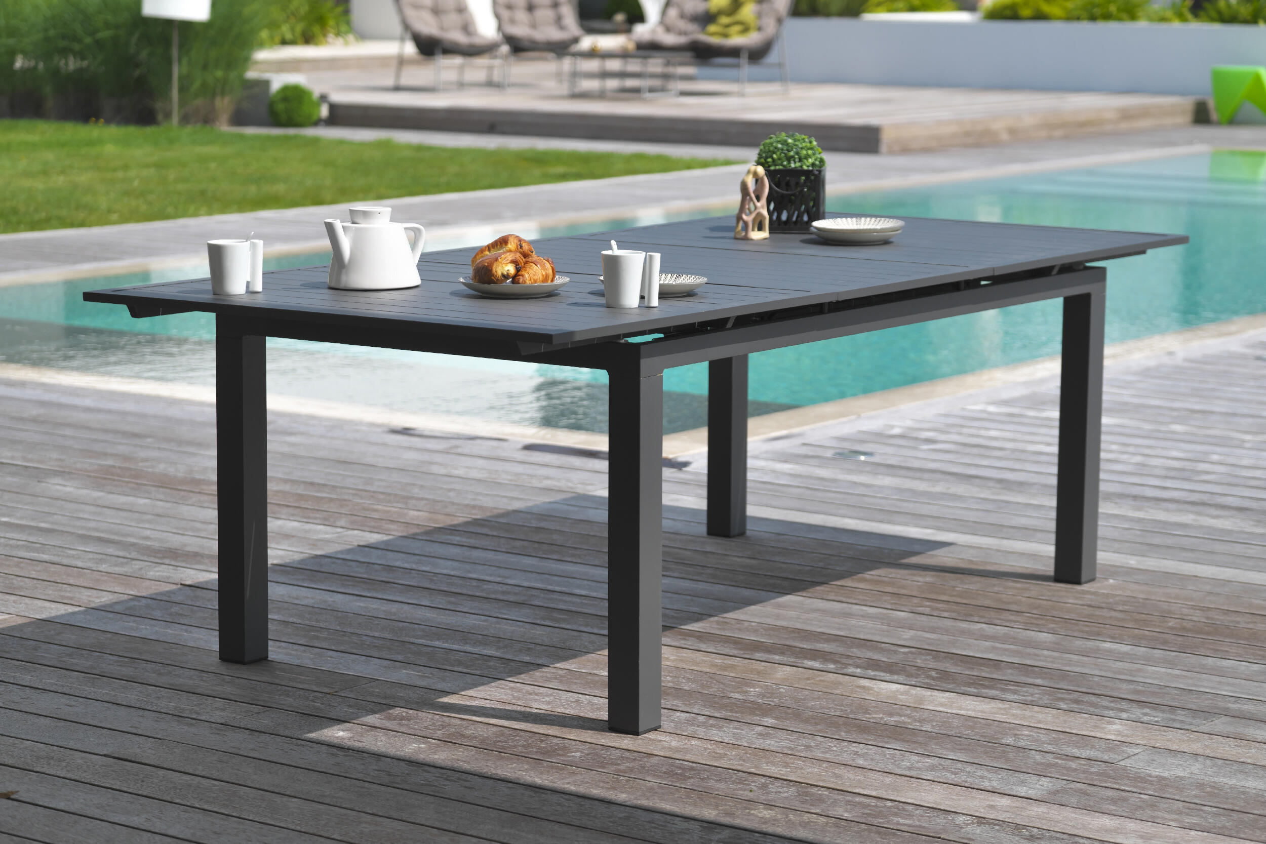 Table de jardin MIAMI rectangulaire 10/12 personnes anthracite - DCB GARDEN - 4
