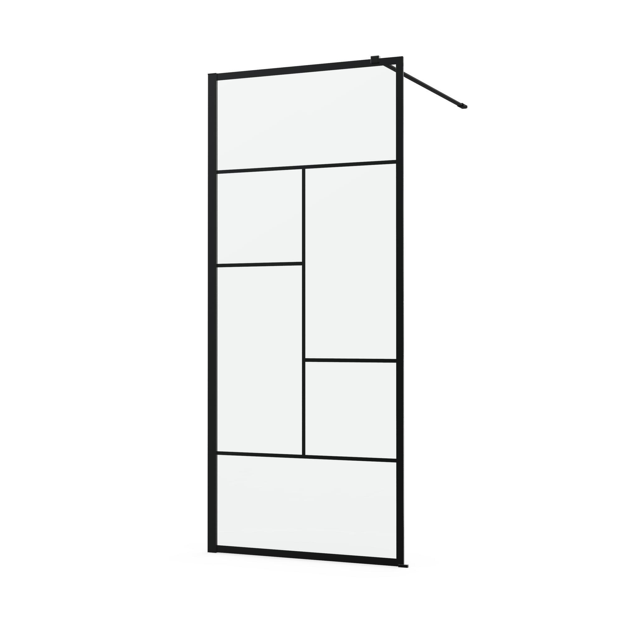 Paroi de douche industrielle verre transparent, l.90 cm, Ep.8 mm, noir Studio - 2