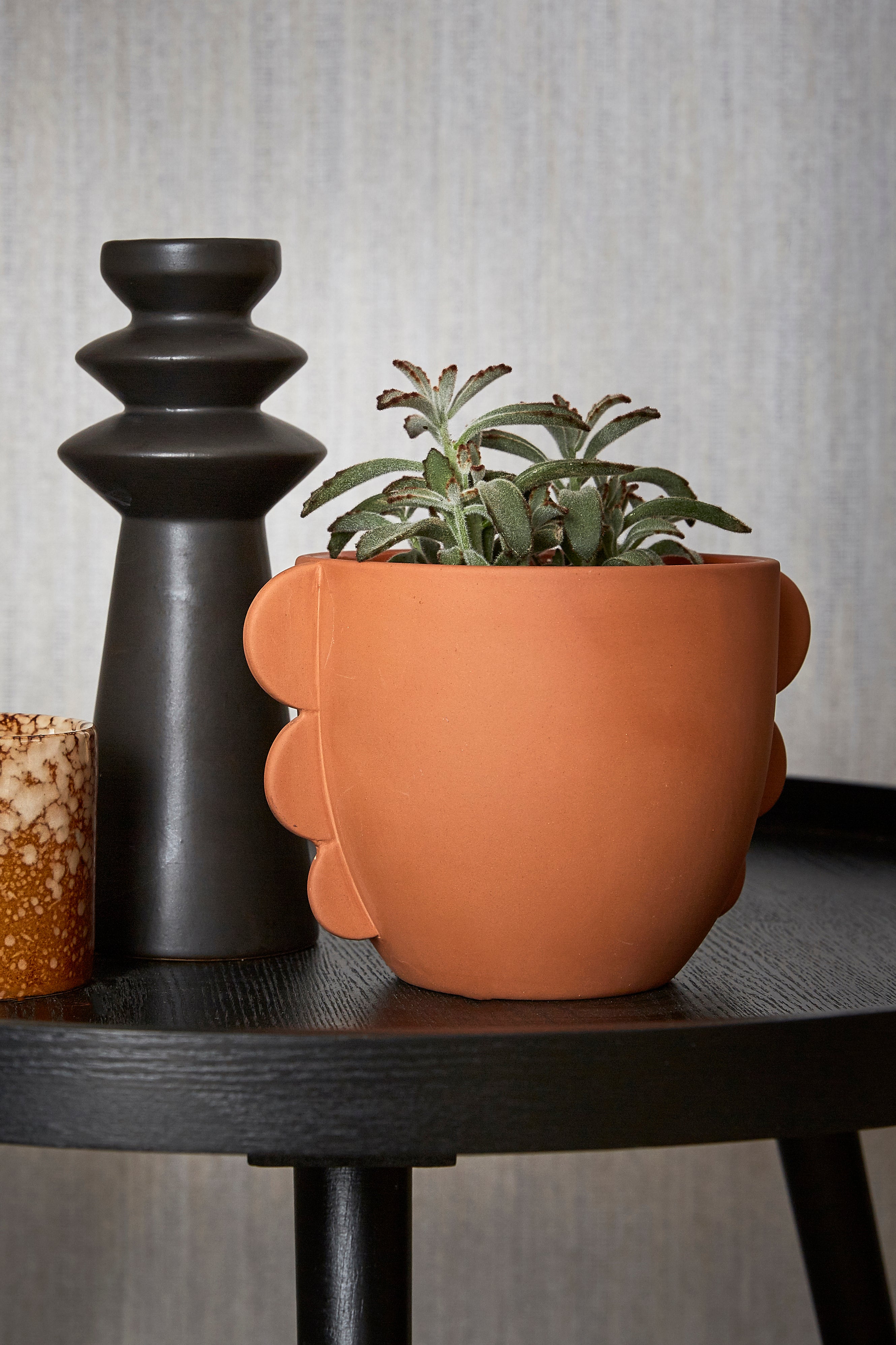 Bougeoir en céramique Askel, noir l.10.7 x H.30 cm - 2